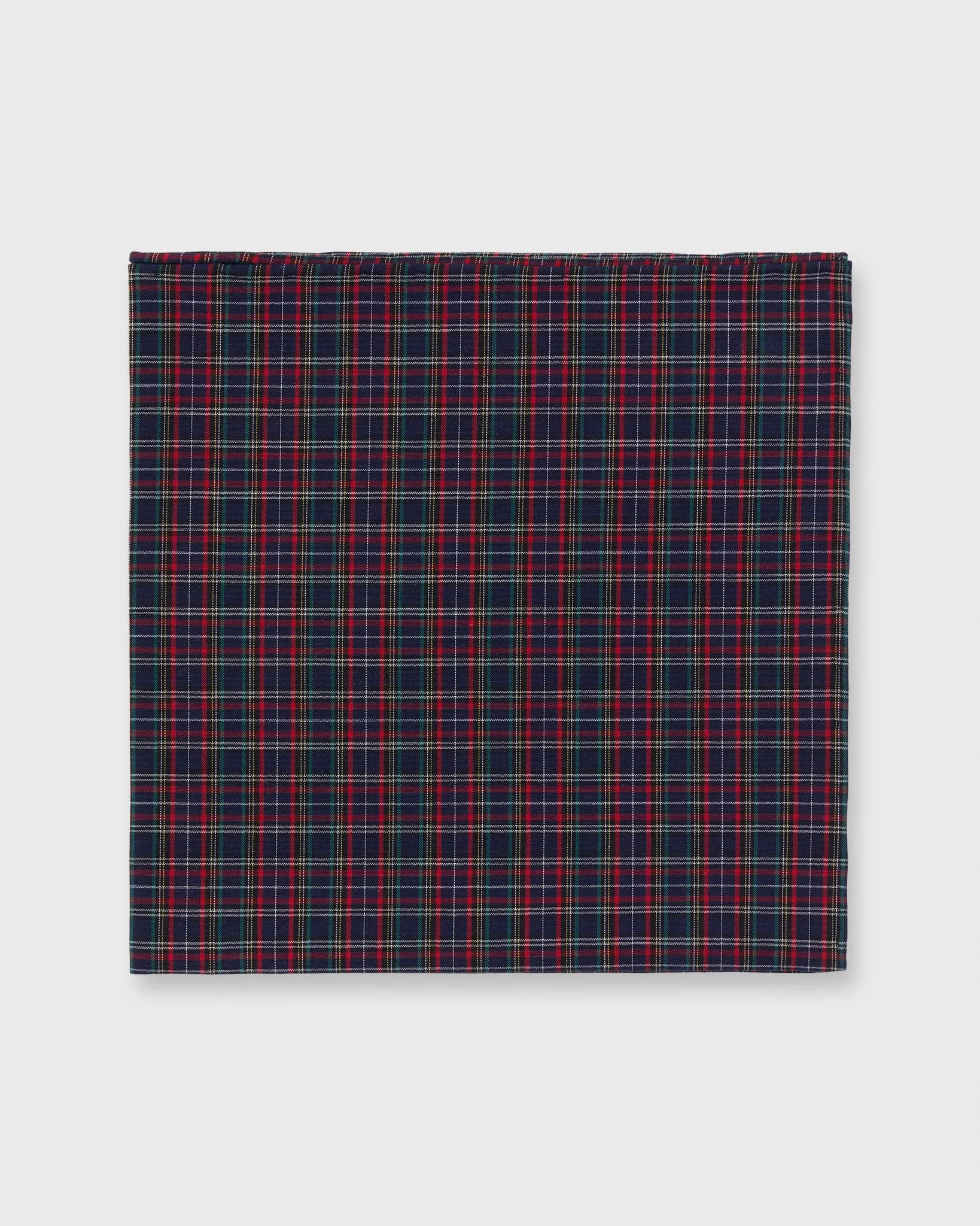 Cotton Print Pocket Square in Navy/Red Plaid Poplin sold by Mashburn