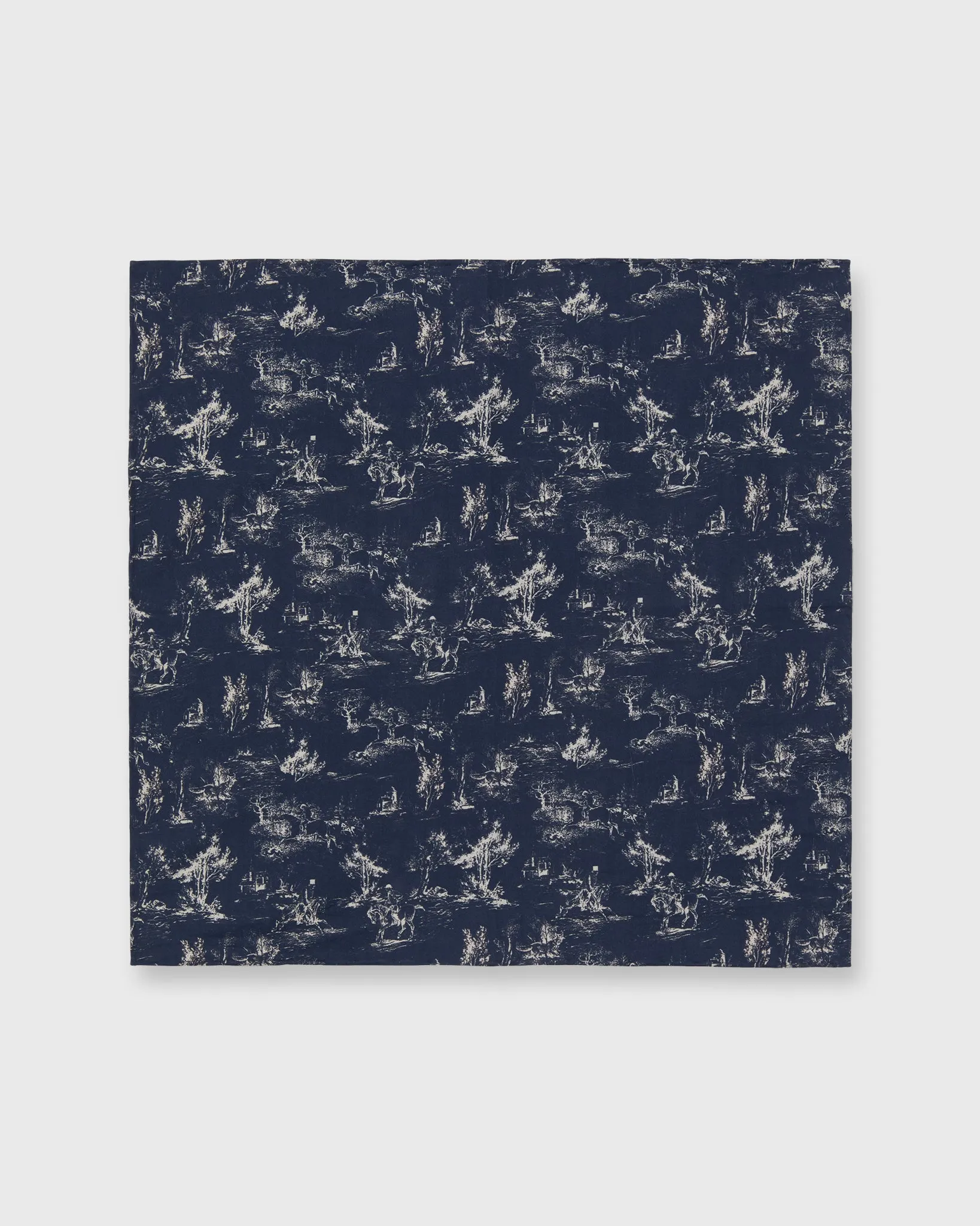 Cotton Print Pocket Square in Navy/Bone Country Print Poplin sold by Mashburn product image thumbnail 2