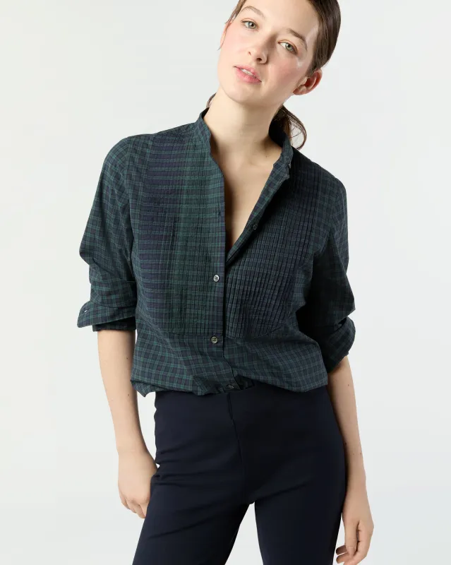 Mandarin Hattie Shirt in Blackwatch Poplin sold by Mashburn