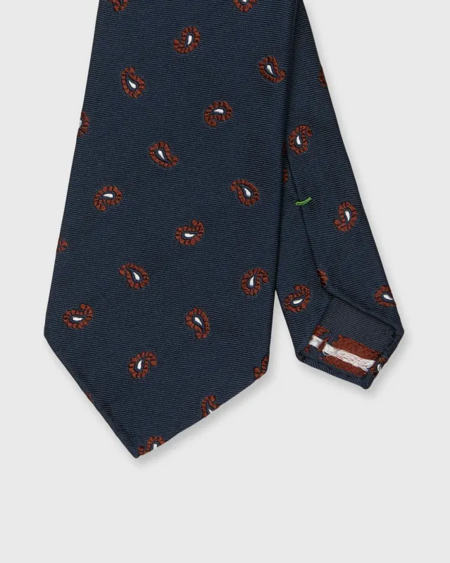Silk Woven Tie in Navy/Burgundy/Bone Paisley sold by Mashburn