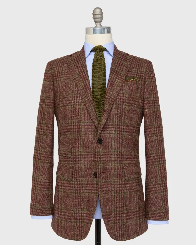 Virgil No. 3 Jacket in Burgundy/Green/Oat Plaid Brushed Hopsack sold by Mashburn