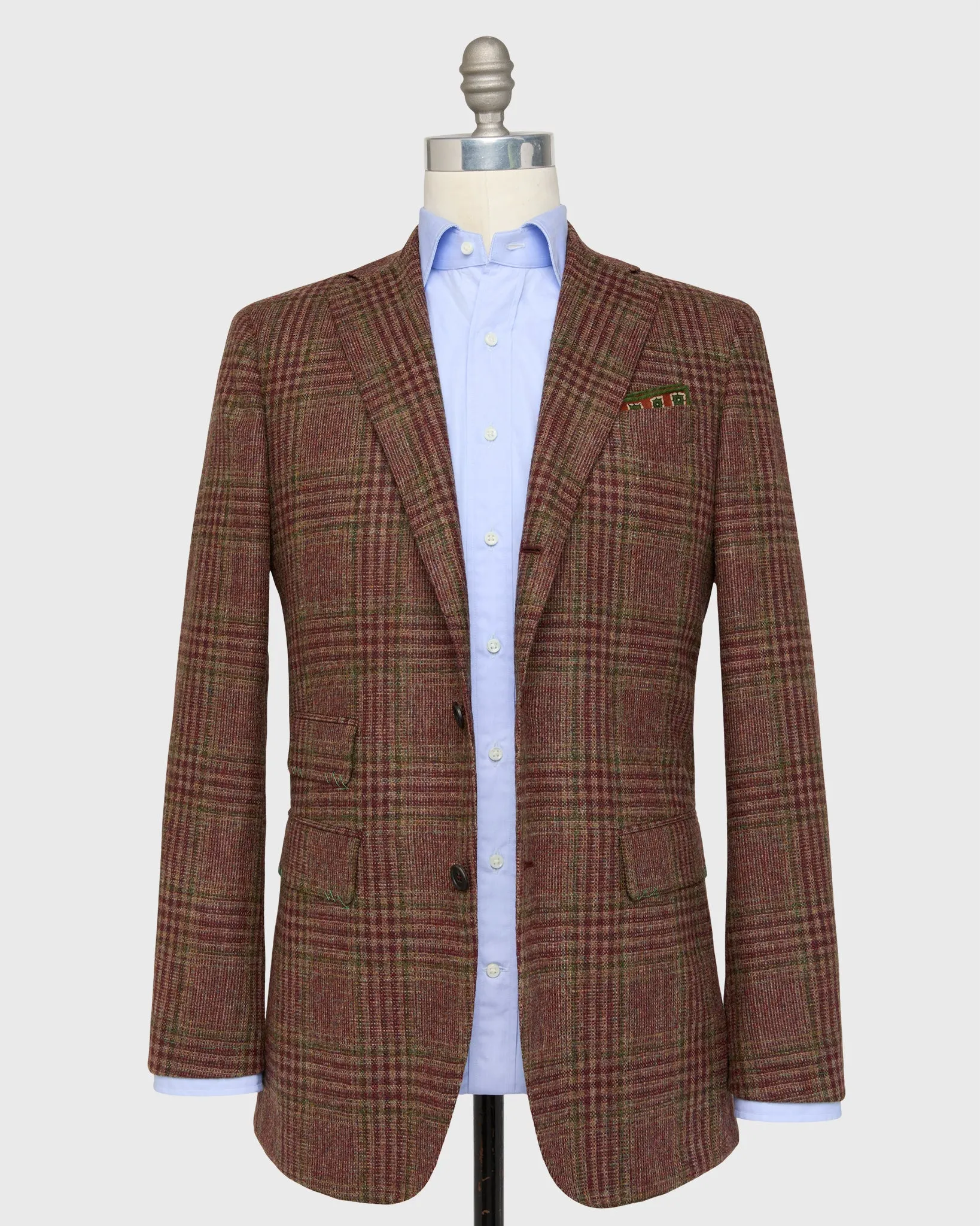 Virgil No. 3 Jacket in Burgundy/Green/Oat Plaid Brushed Hopsack sold by Mashburn product image thumbnail 3