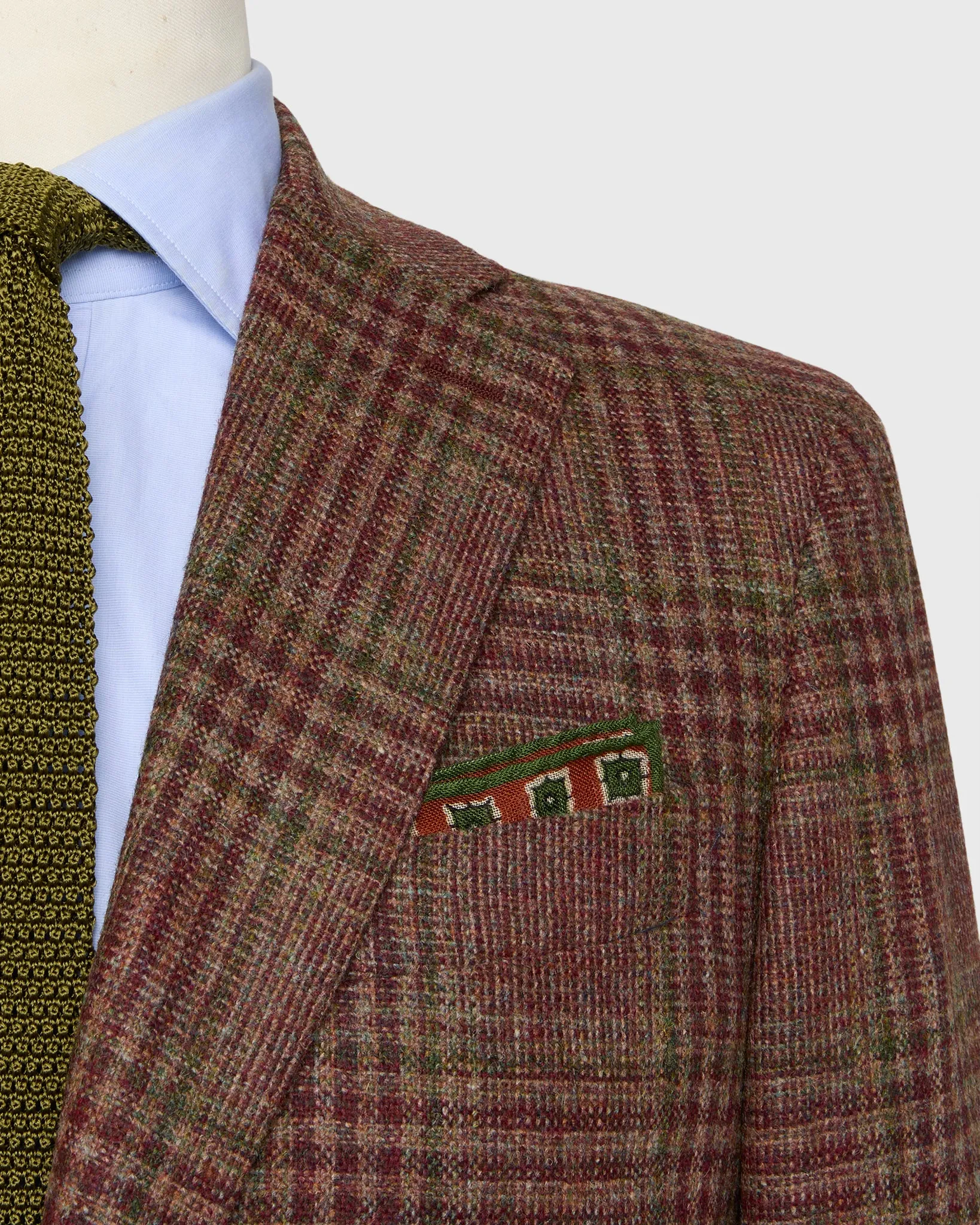 Virgil No. 3 Jacket in Burgundy/Green/Oat Plaid Brushed Hopsack sold by Mashburn product image thumbnail 2