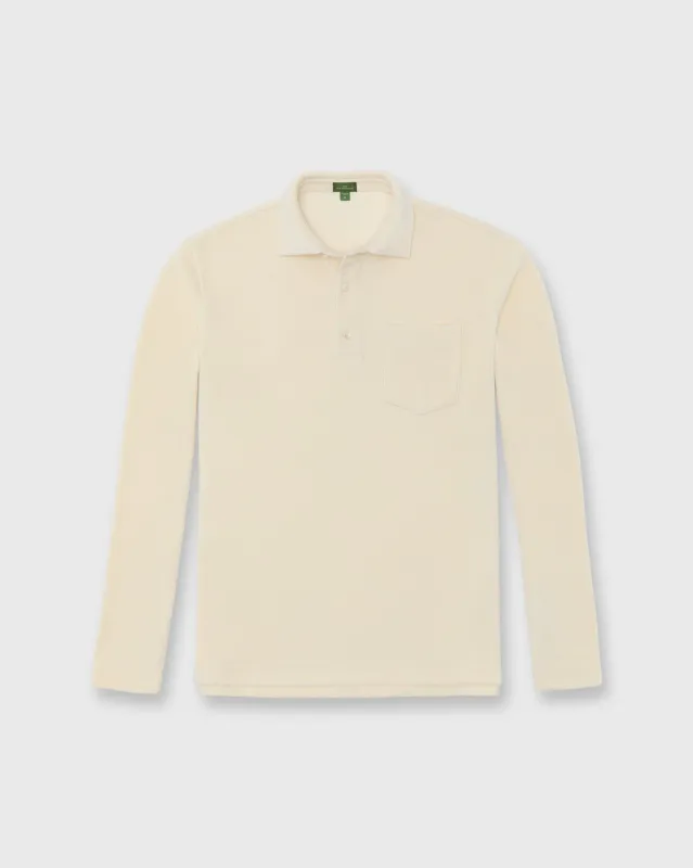 Long-Sleeved Polo in Bone Velour sold by Mashburn