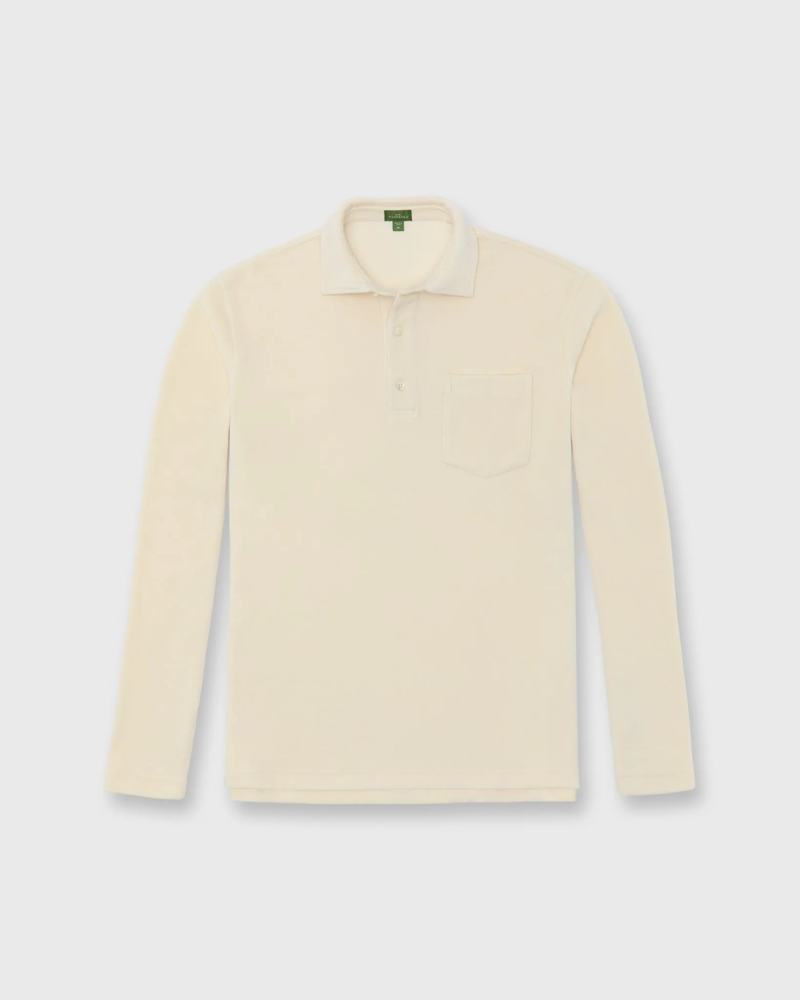 Long-Sleeved Polo in Bone Velour sold by Mashburn