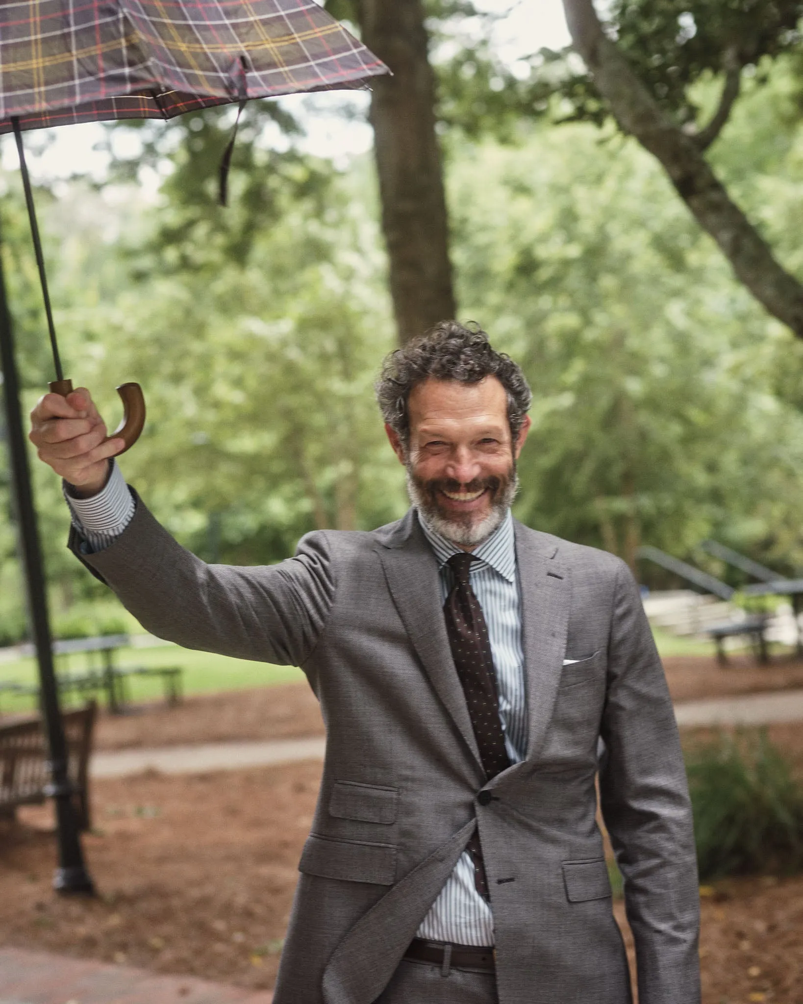Spread Collar Dress Shirt in Olive/Sky Stripe Poplin sold by Mashburn product image thumbnail 3