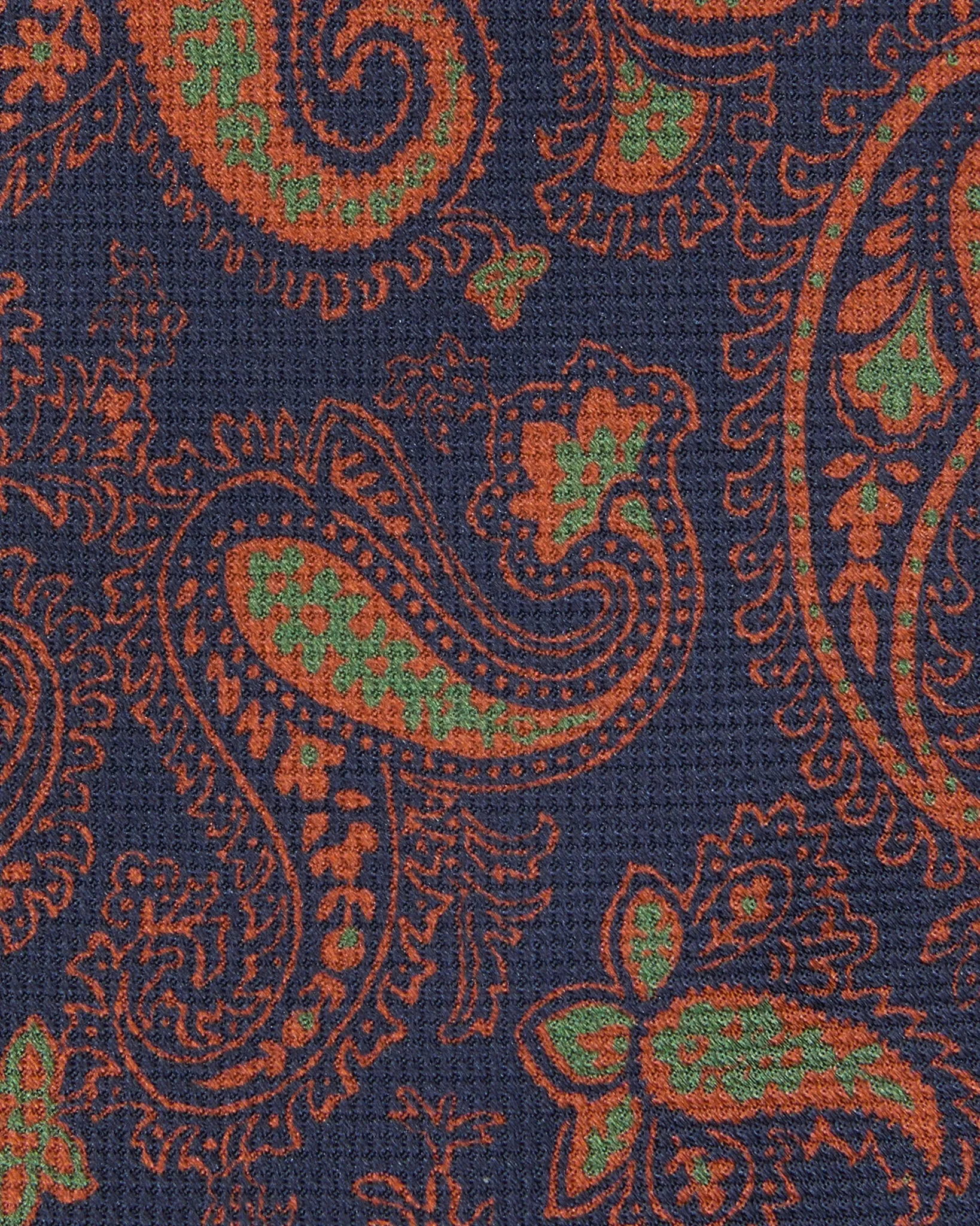 Silk Print Tie in Navy/Orange/Olive Large Paisley sold by Mashburn product image thumbnail 2