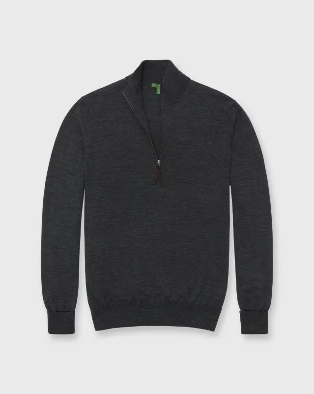 Fine-Gauge Half-Zip Sweater in Charcoal Escorial Wool sold by Mashburn