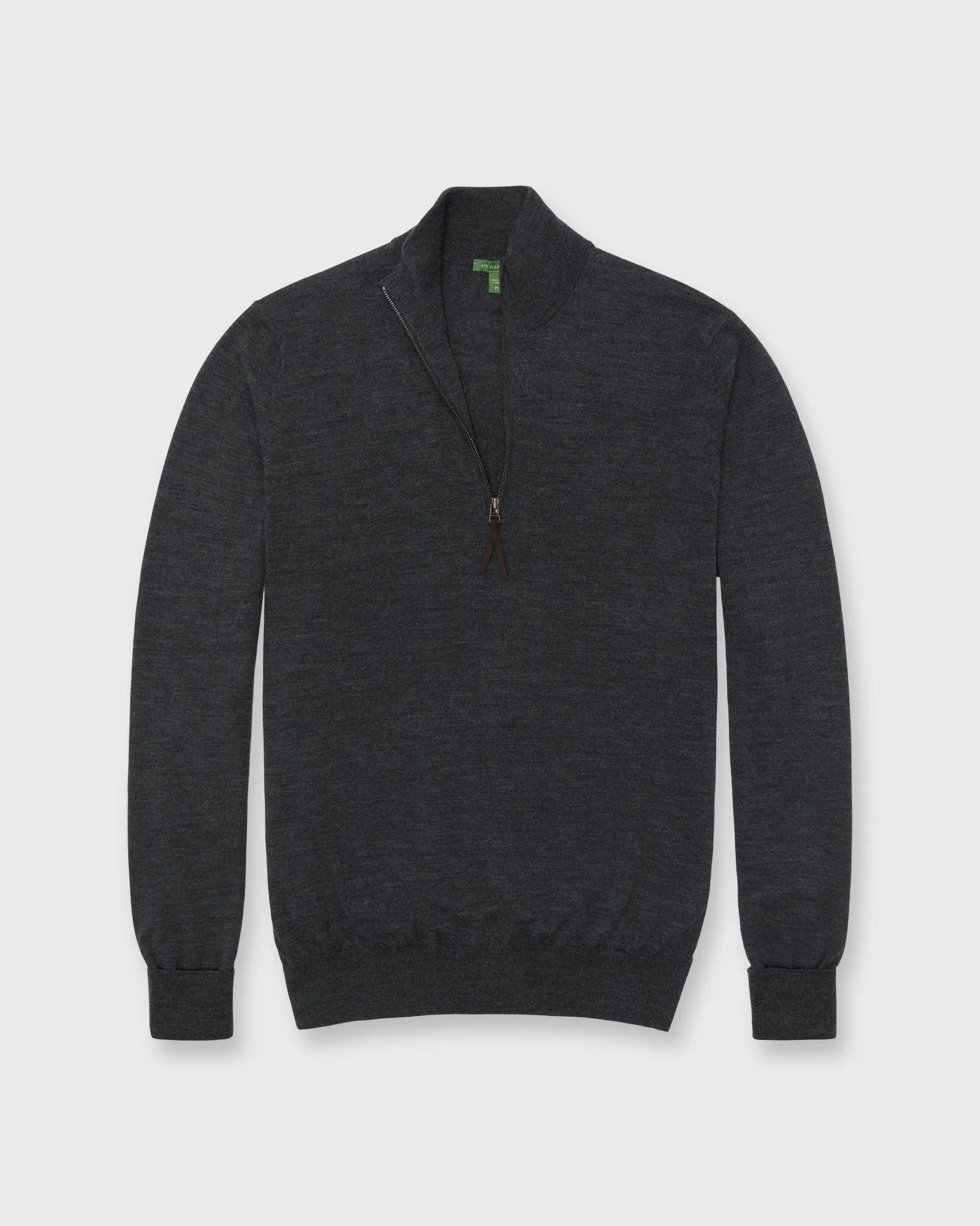 Fine-Gauge Half-Zip Sweater in Charcoal Escorial Wool sold by Mashburn