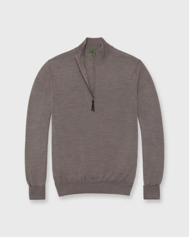 Fine-Gauge Half-Zip Sweater in Otter Escorial Wool sold by Mashburn