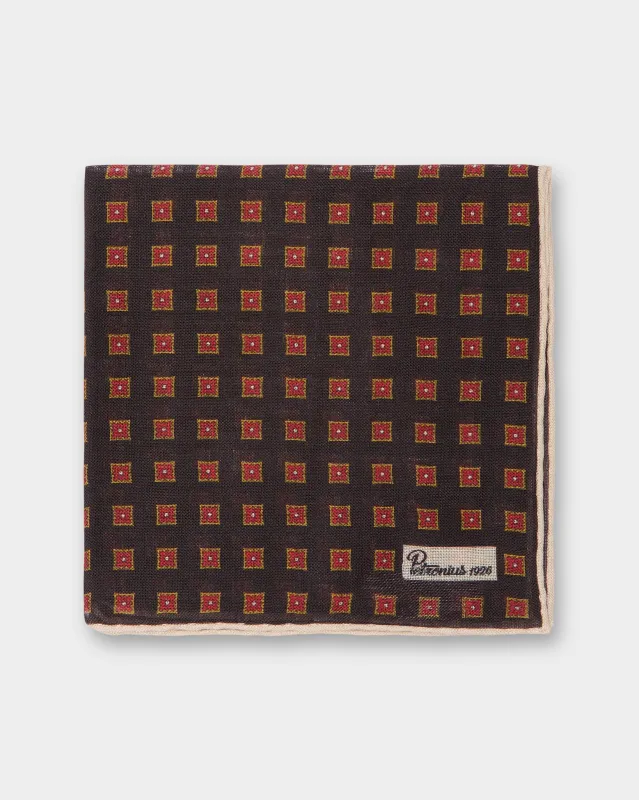 Wool/Silk Pocket Square in Brown/Orange/Scotch Square sold by Mashburn