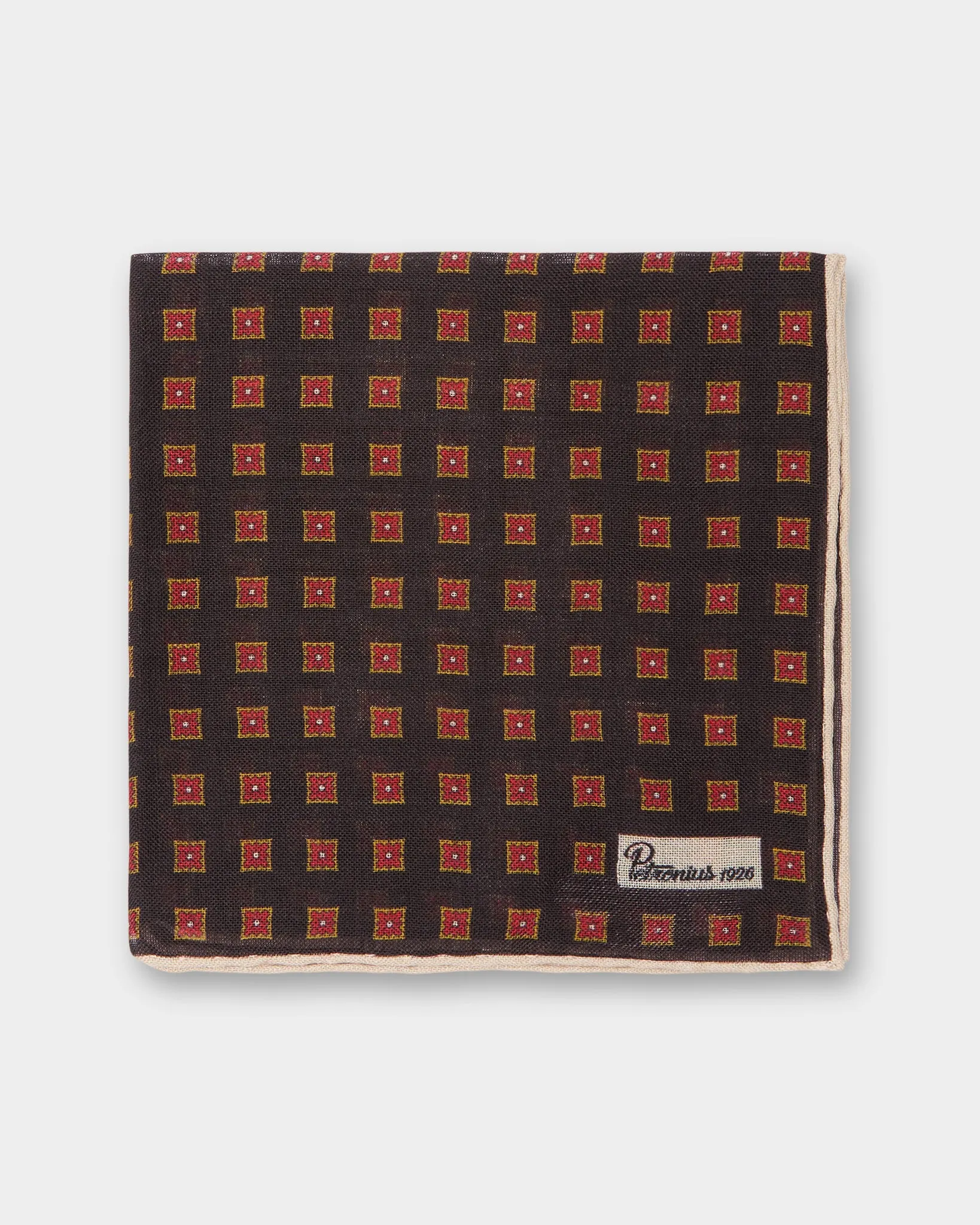 Wool/Silk Pocket Square in Brown/Orange/Scotch Square sold by Mashburn