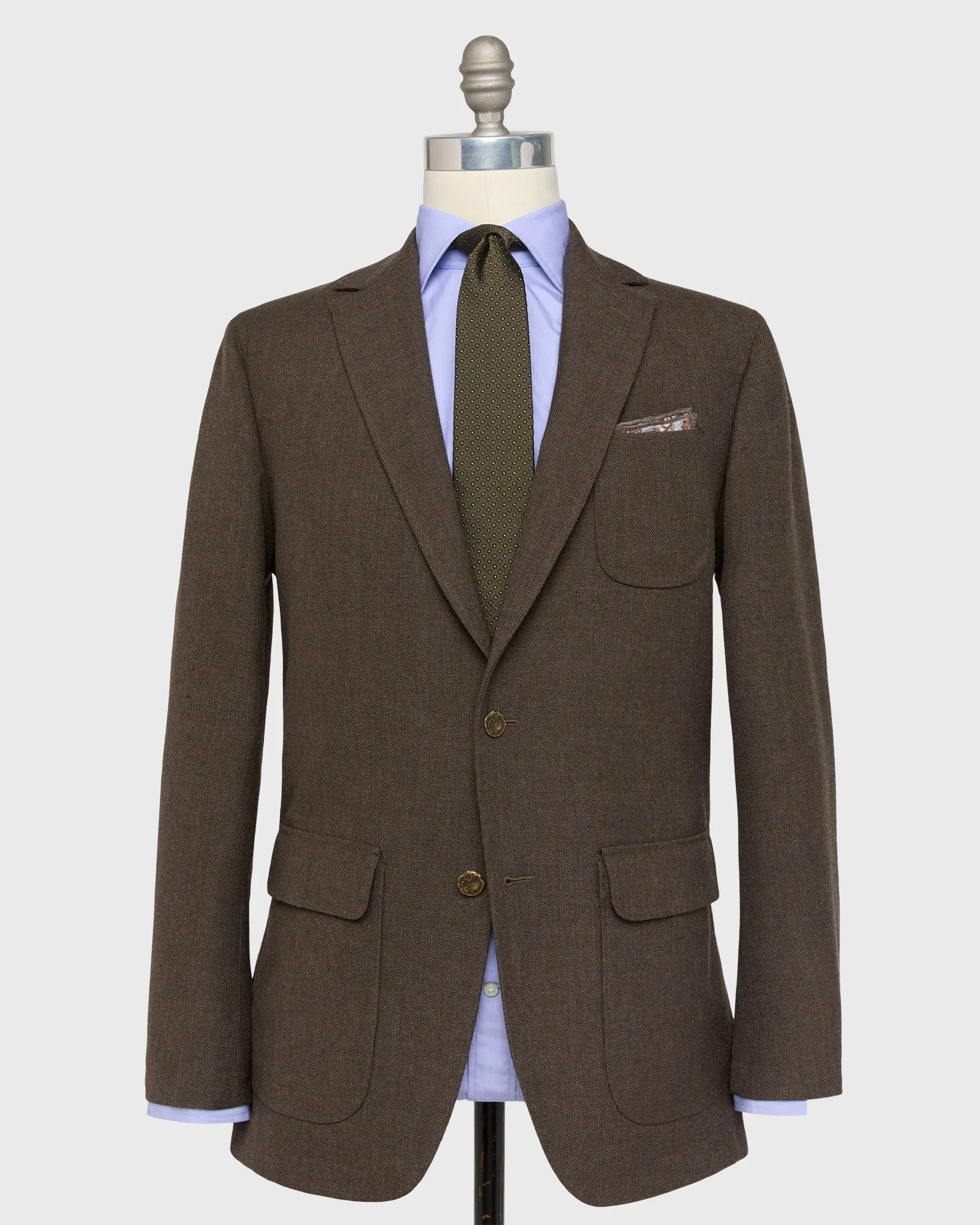 Ghost Blazer in Char Brown Country Cloth sold by Mashburn