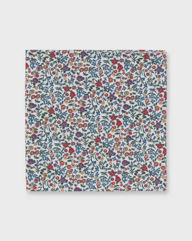 Cotton Print Pocket Square in Berry/Green Multi Diderot Liberty Fabric sold by Mashburn