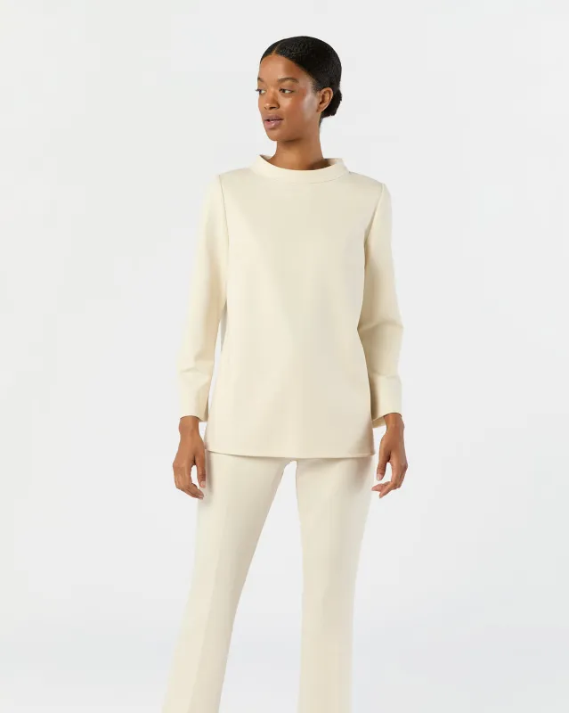 Samantha Top in Bisque Bi-Stretch Tricotine sold by Mashburn