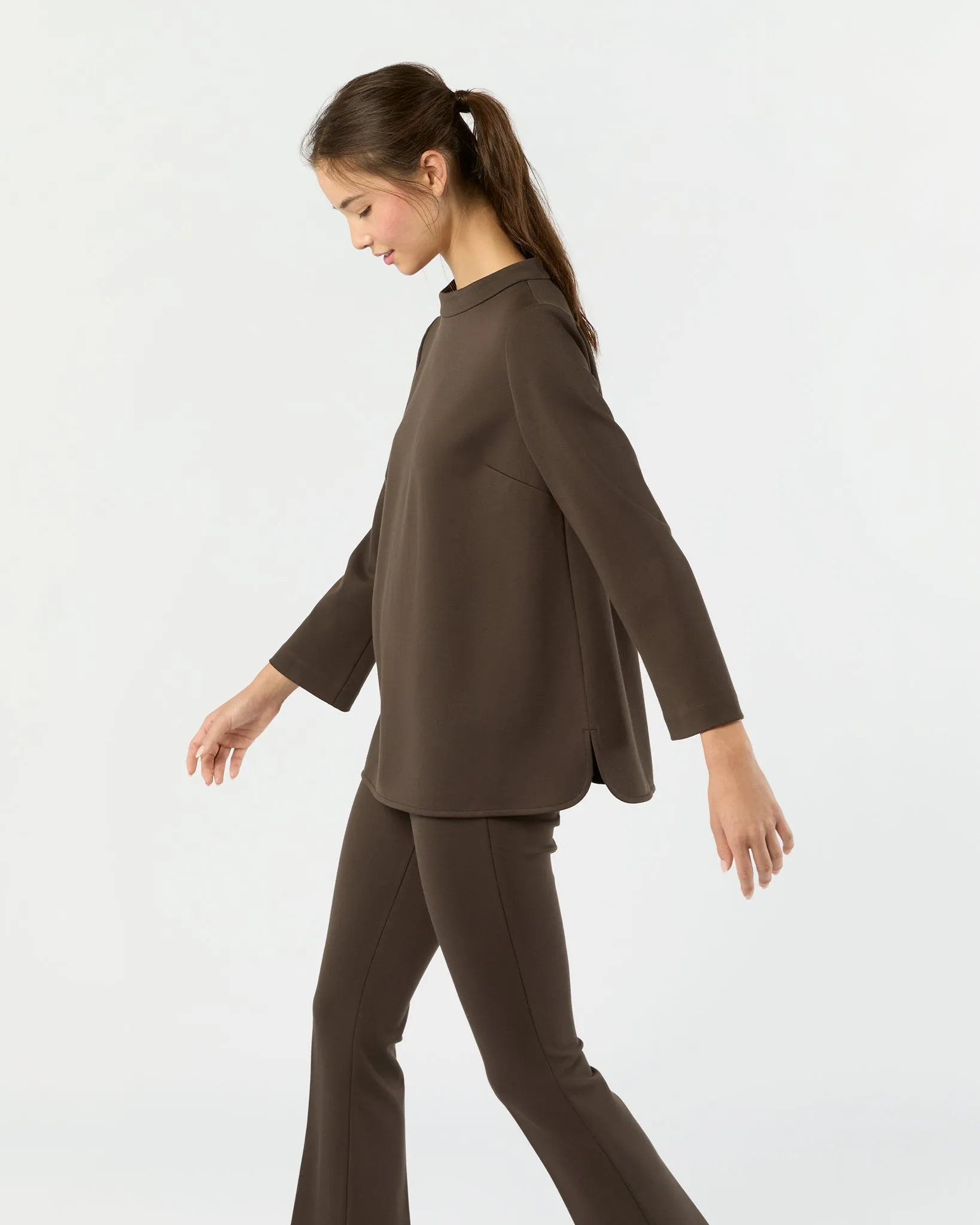 Samantha Top in Coffee Bi-Stretch Tricotine sold by Mashburn product image thumbnail 4