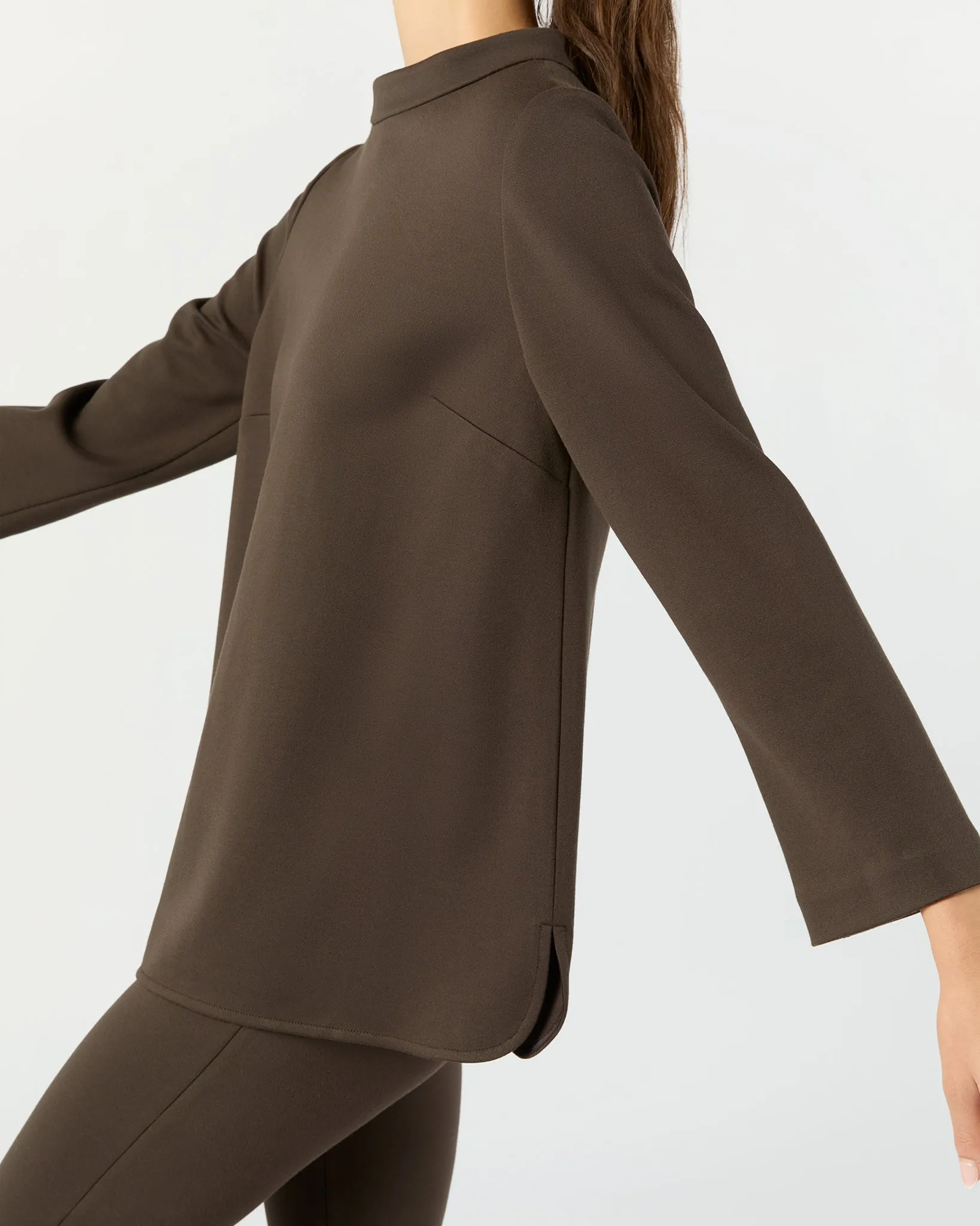 Samantha Top in Coffee Bi-Stretch Tricotine sold by Mashburn product image thumbnail 5