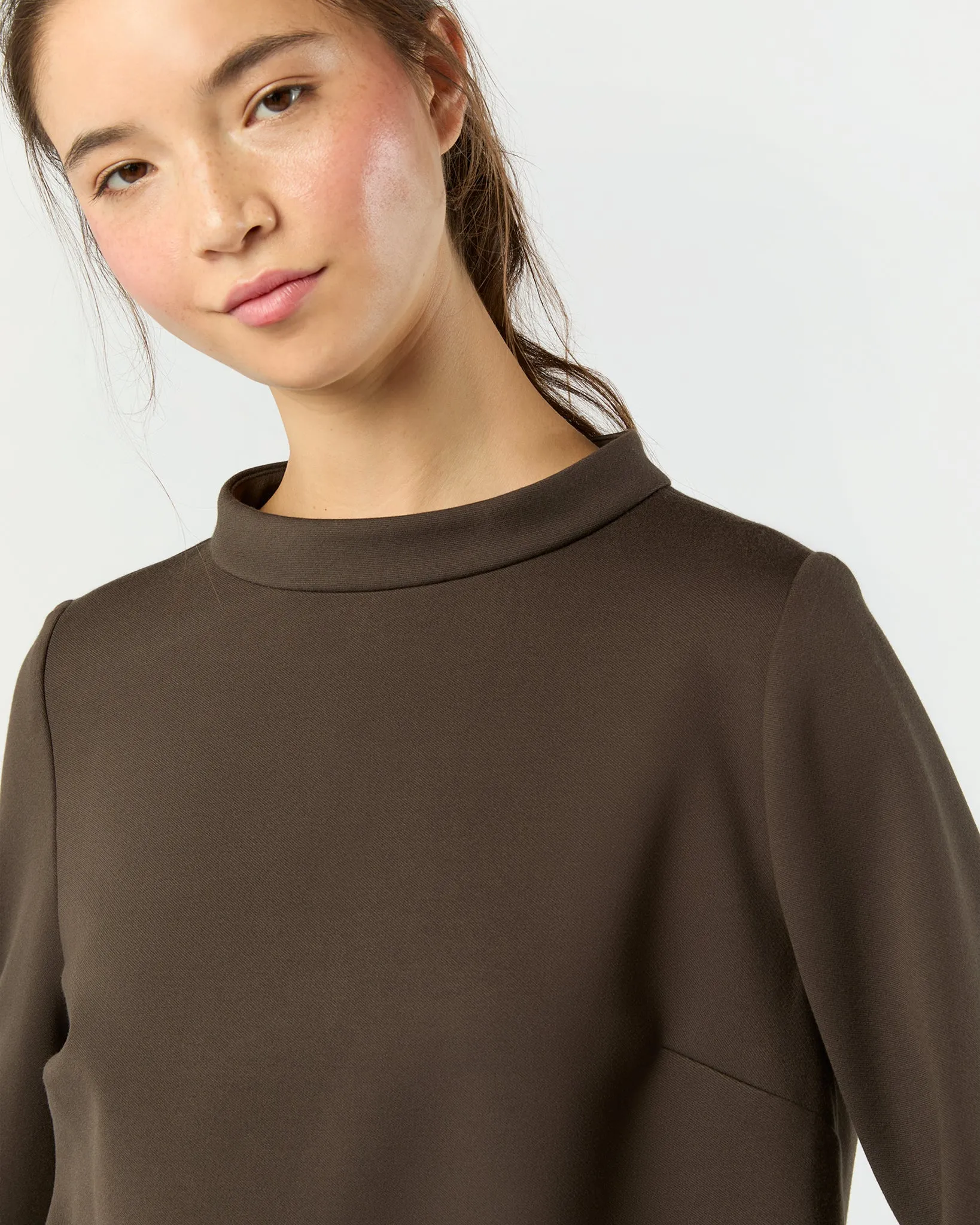 Samantha Top in Coffee Bi-Stretch Tricotine sold by Mashburn product image thumbnail 3