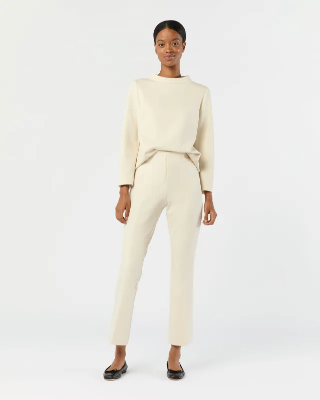 Faye Flare Cropped Pant in Bisque Bi-Stretch Tricotine sold by Mashburn