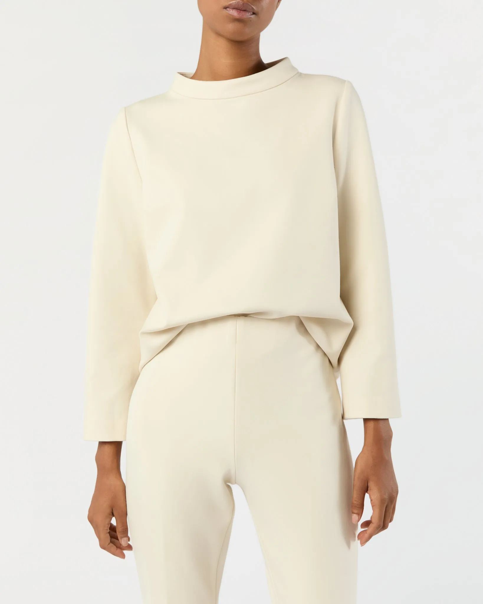 Faye Flare Cropped Pant in Bisque Bi-Stretch Tricotine sold by Mashburn product image thumbnail 2