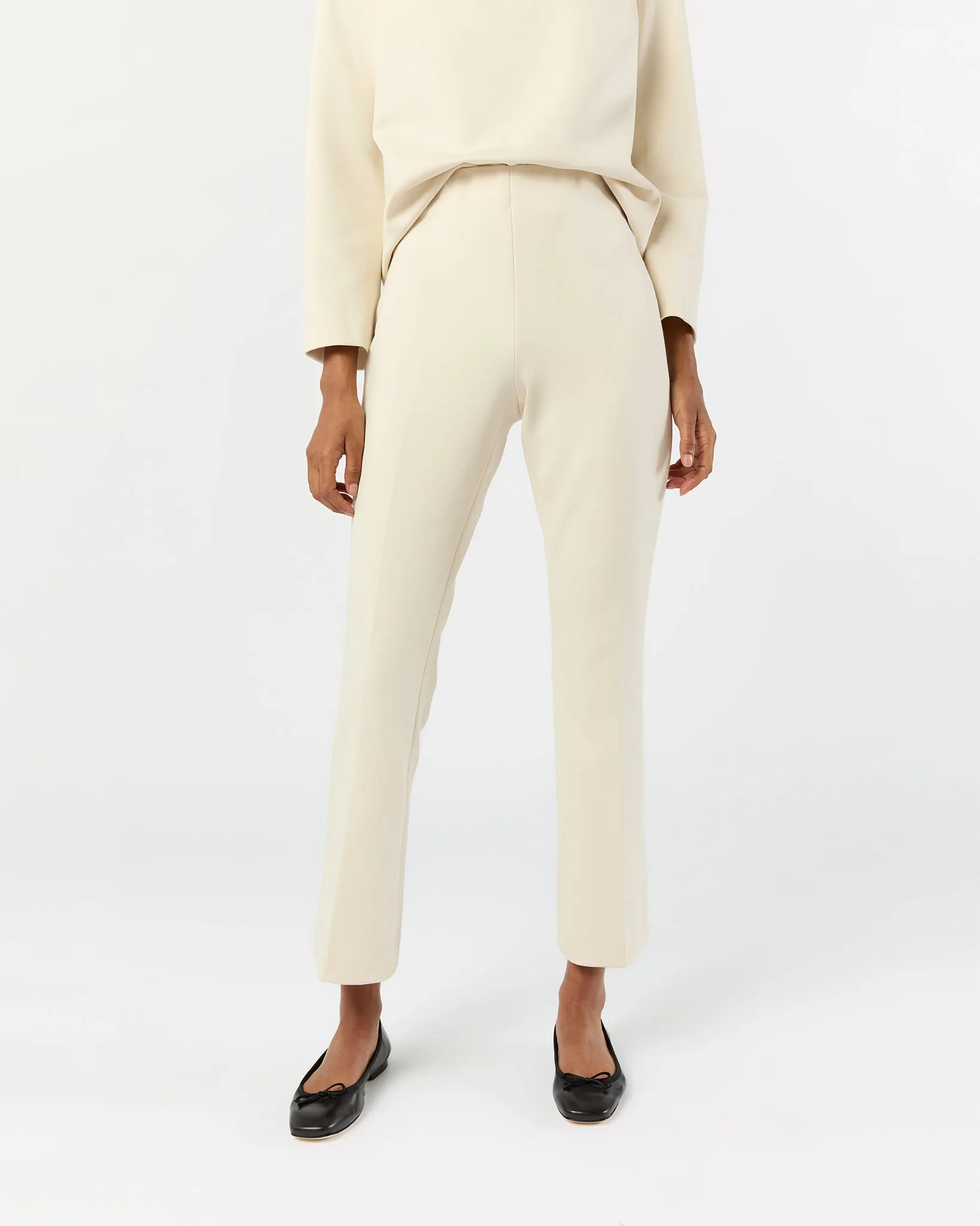 Faye Flare Cropped Pant in Bisque Bi-Stretch Tricotine sold by Mashburn product image thumbnail 3
