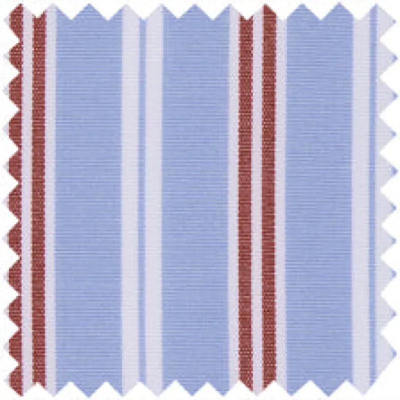 Made-to-Order Pleated Wrap Skirt in Blue/Red Multi Stripe Poplin sold by Mashburn