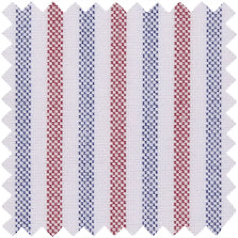 Made-to-Order Mandarin Tunic in Blue/Red Multi Stripe Oxford sold by Mashburn