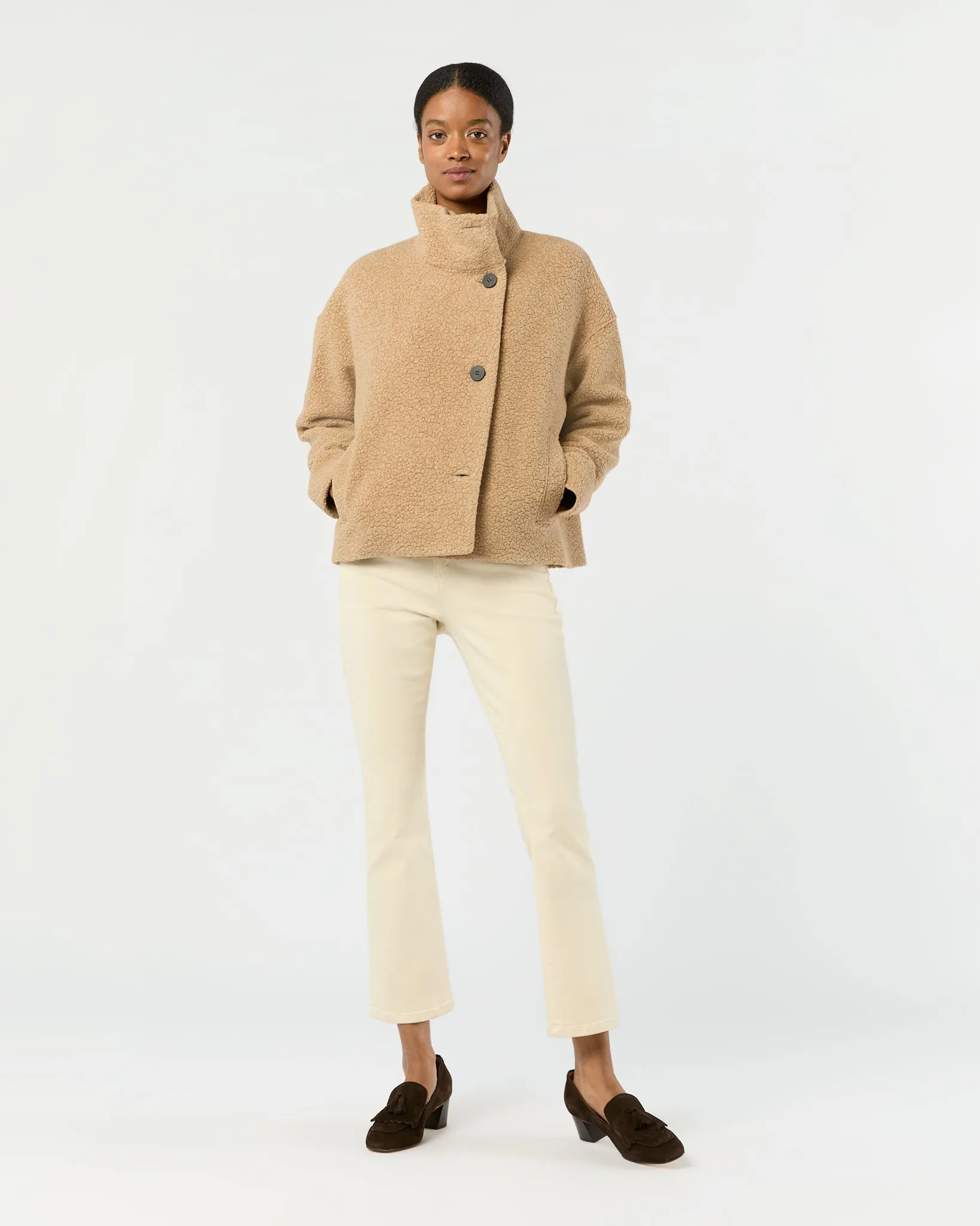 Cropped Funnel Jacket in Beige sold by Mashburn product image thumbnail 3