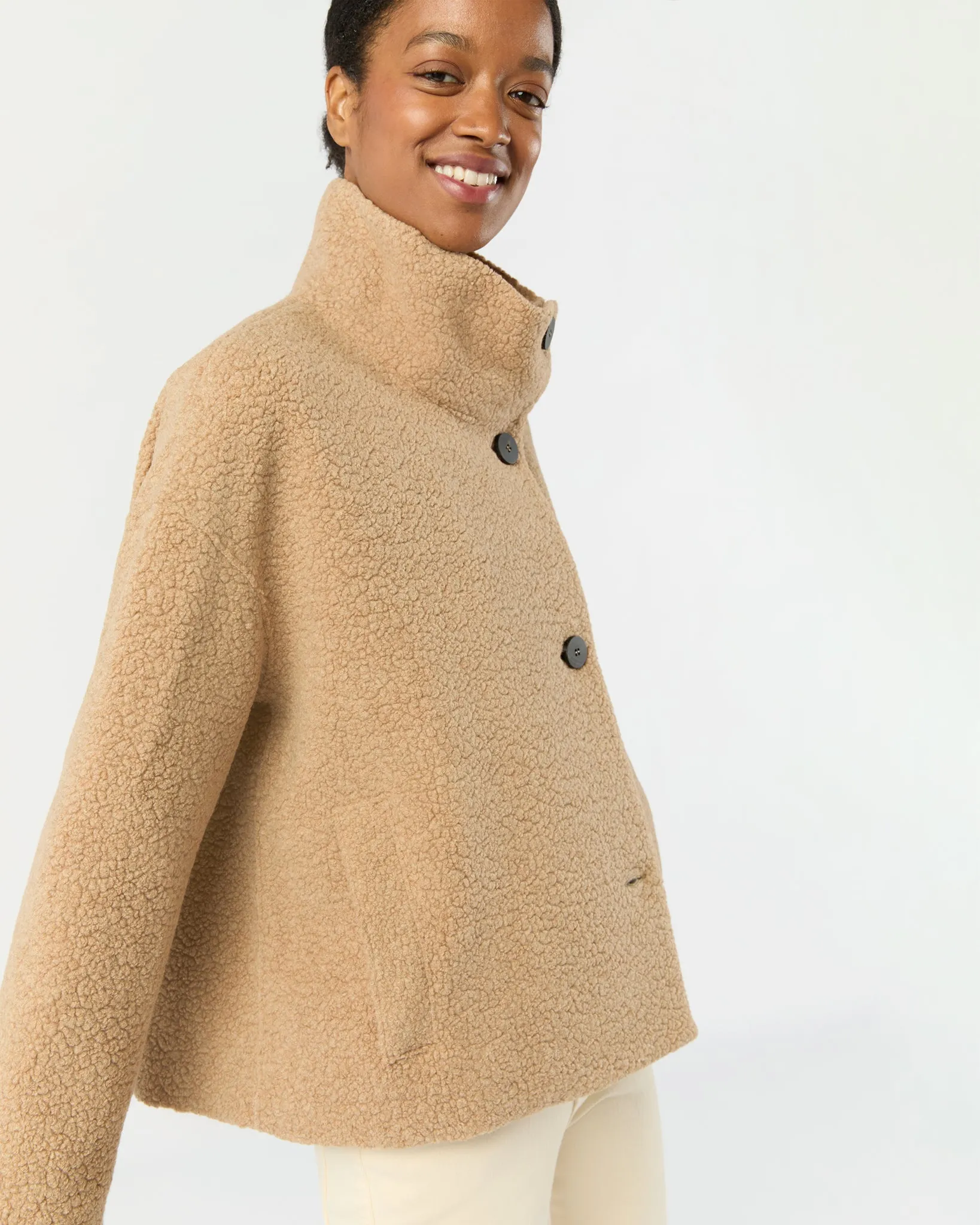 Cropped Funnel Jacket in Beige sold by Mashburn product image thumbnail 4