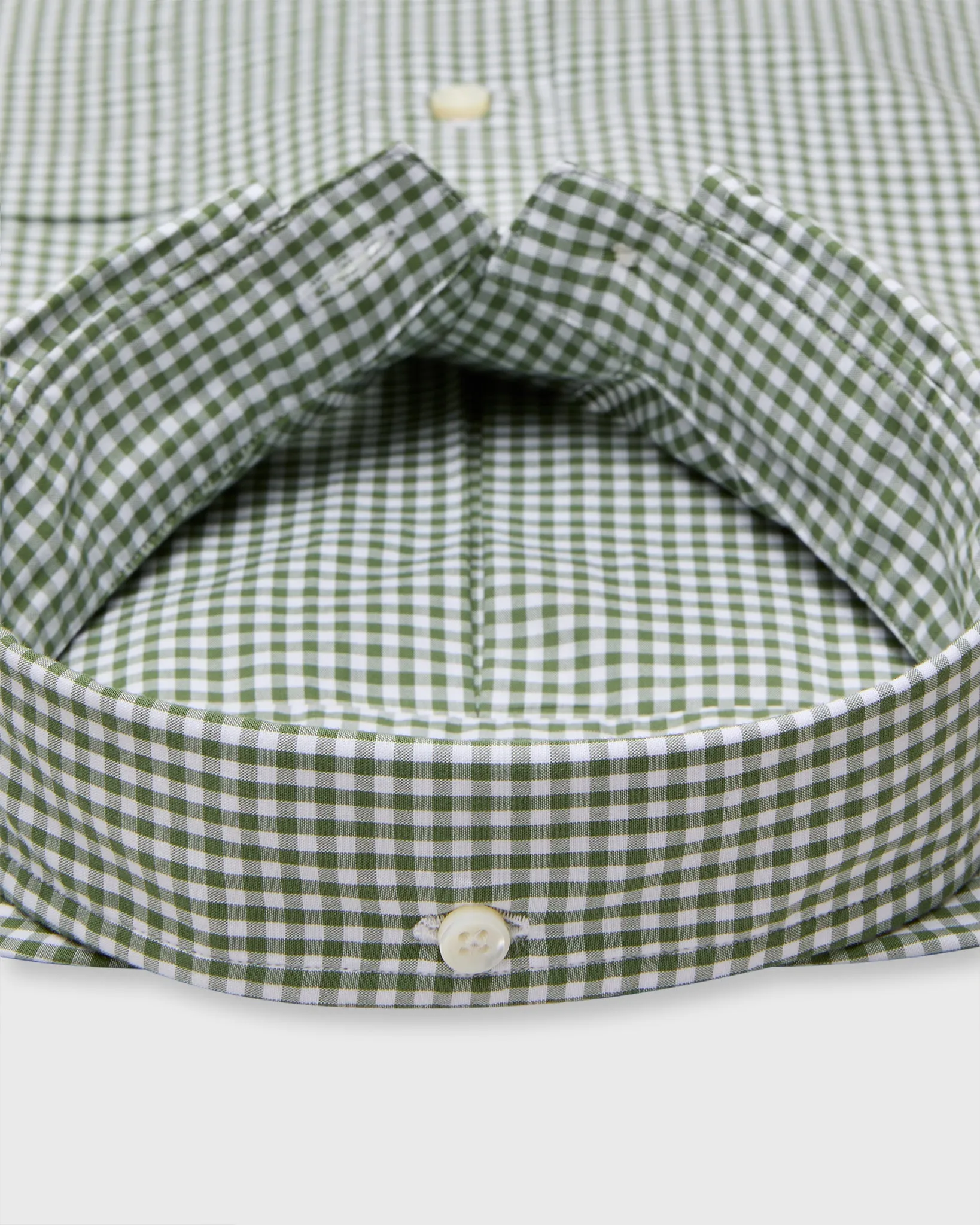 Button-Down Sport Shirt in Olive Small Gingham Poplin sold by Mashburn product image thumbnail 3