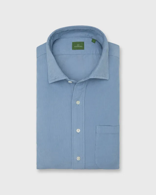 Spread Collar Sport Shirt in Glacier Corduroy sold by Mashburn