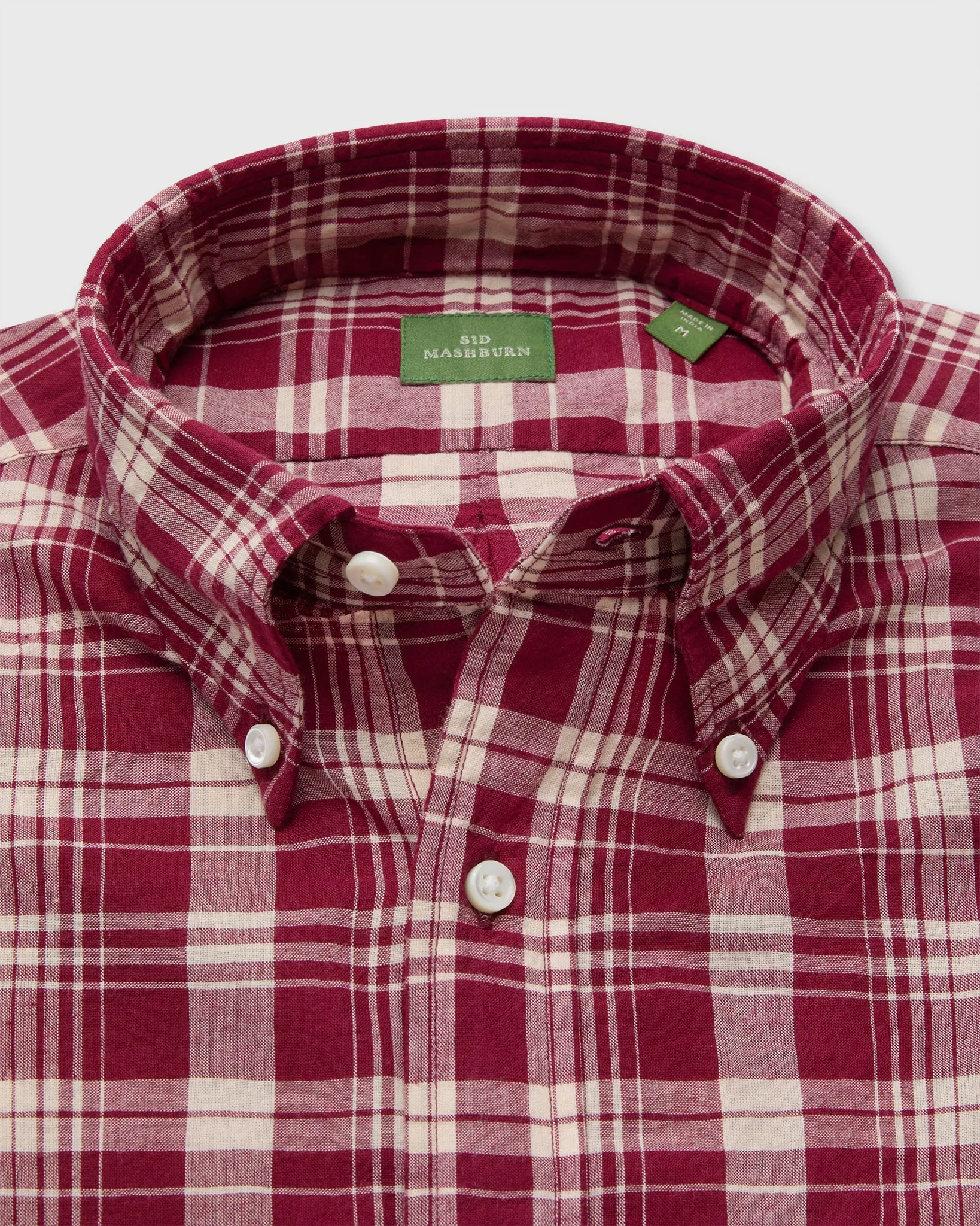 Button-Down Sport Shirt in Garnet/Bone Madras sold by Mashburn product image thumbnail 2