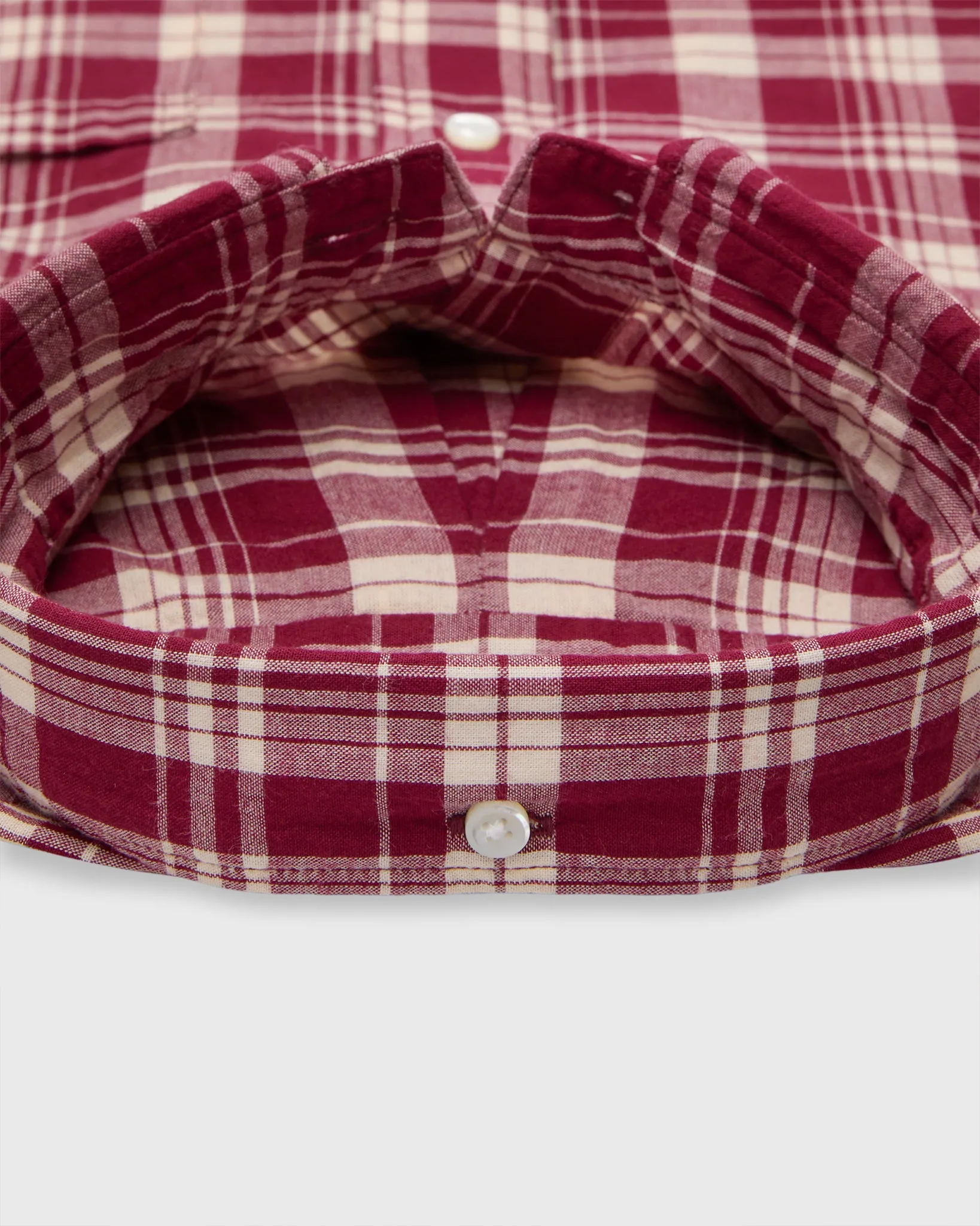 Button-Down Sport Shirt in Garnet/Bone Madras sold by Mashburn product image thumbnail 3