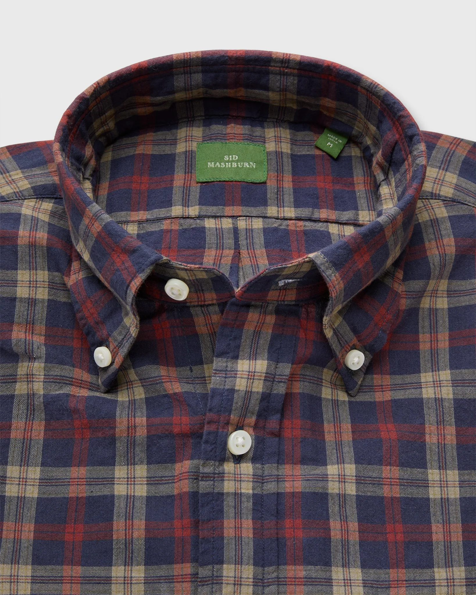 Button-Down Sport Shirt in Navy/Maple/Khaki Madras sold by Mashburn product image thumbnail 2