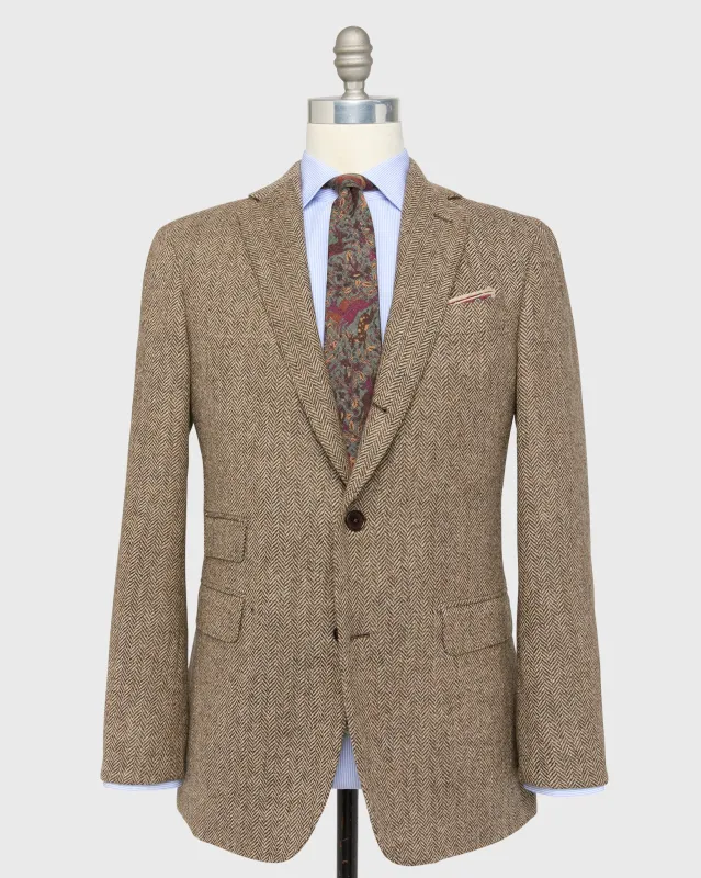 Virgil No. 2 Jacket in Chocolate/Oat Herringbone Tweed sold by Mashburn