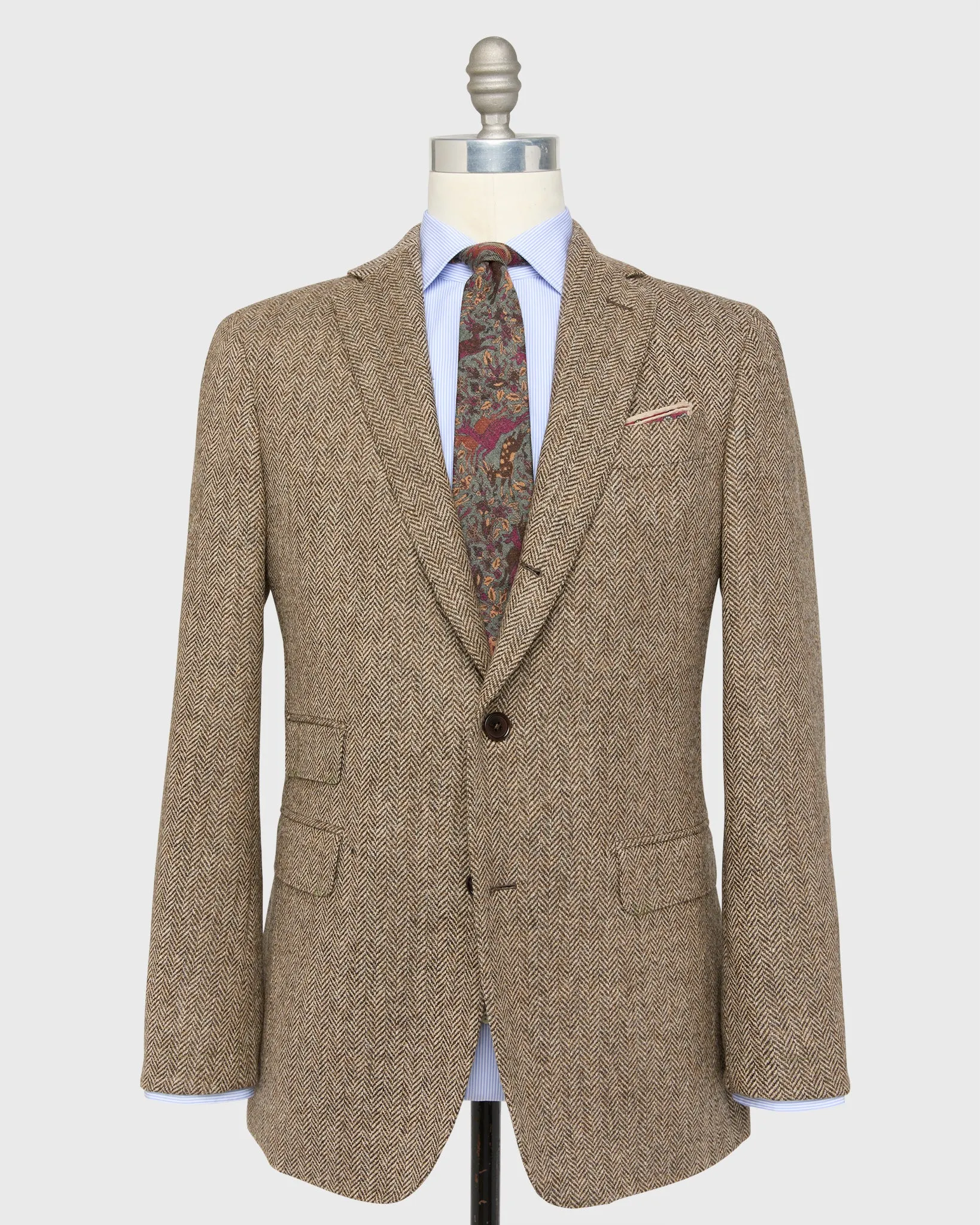 Virgil No. 2 Jacket in Chocolate/Oat Herringbone Tweed sold by Mashburn