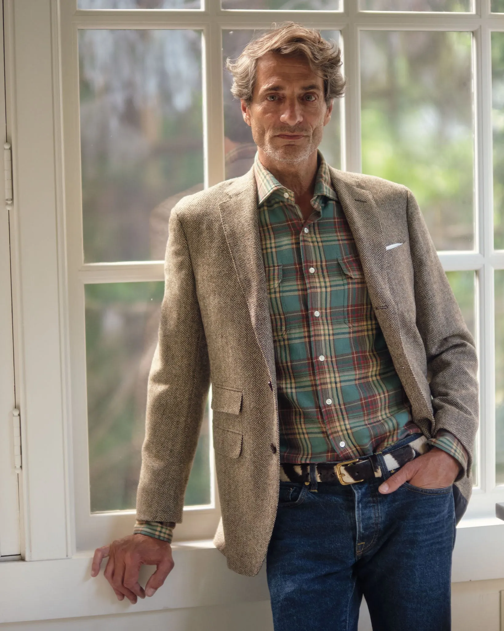 Virgil No. 2 Jacket in Chocolate/Oat Herringbone Tweed sold by Mashburn product image thumbnail 4