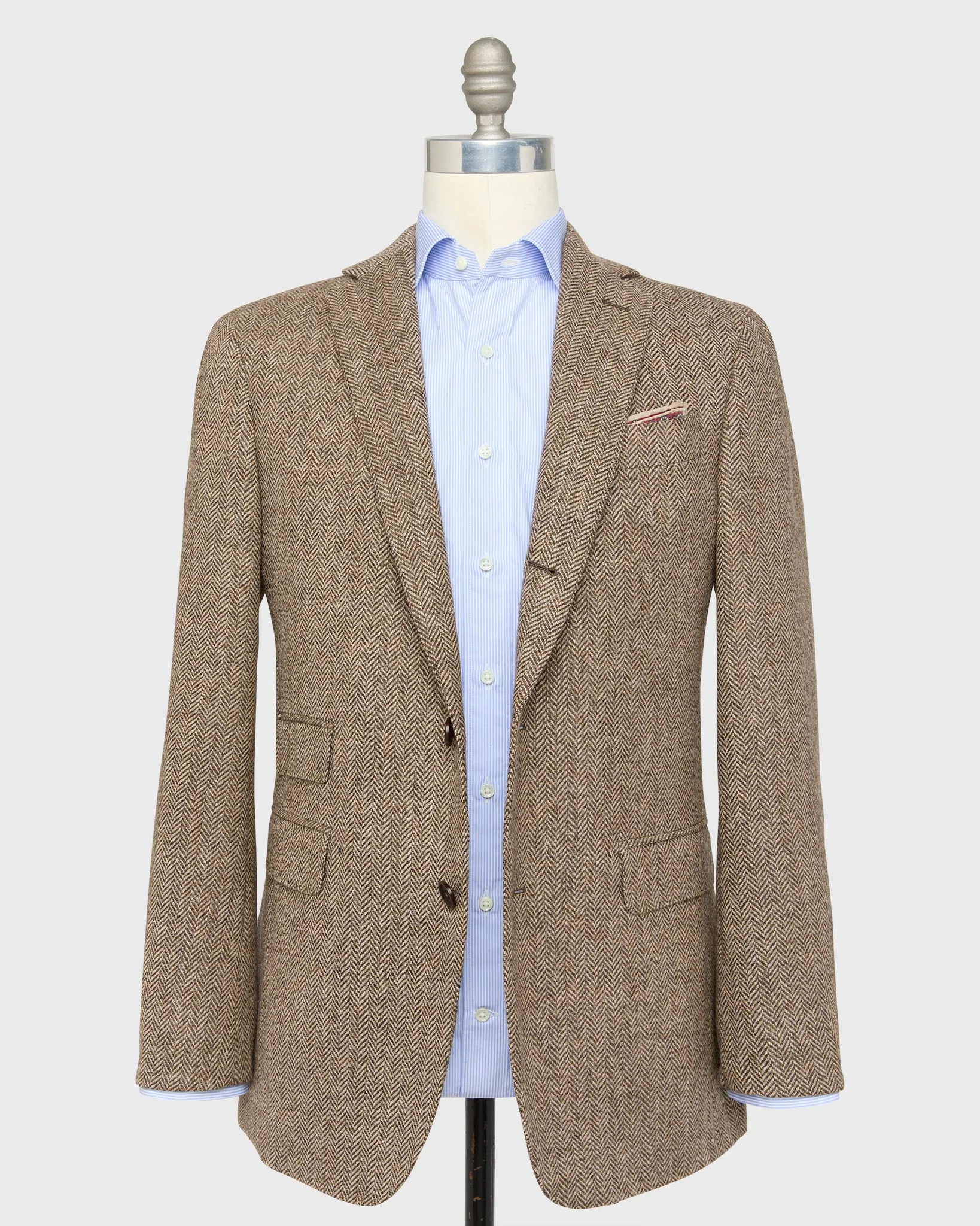Virgil No. 2 Jacket in Chocolate/Oat Herringbone Tweed sold by Mashburn product image thumbnail 3