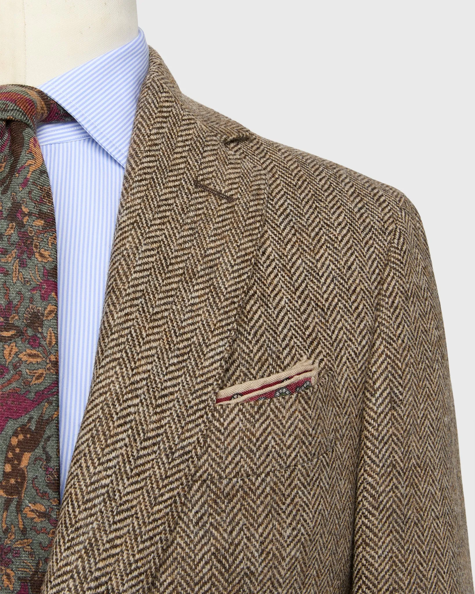 Virgil No. 2 Jacket in Chocolate/Oat Herringbone Tweed sold by Mashburn product image thumbnail 2