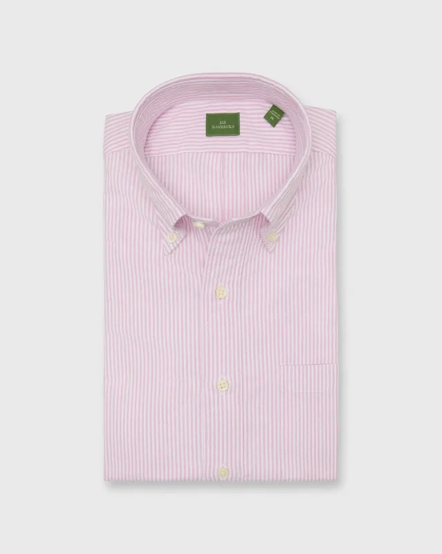 Button-Down Sport Shirt in Pink University Stripe Oxford sold by Mashburn