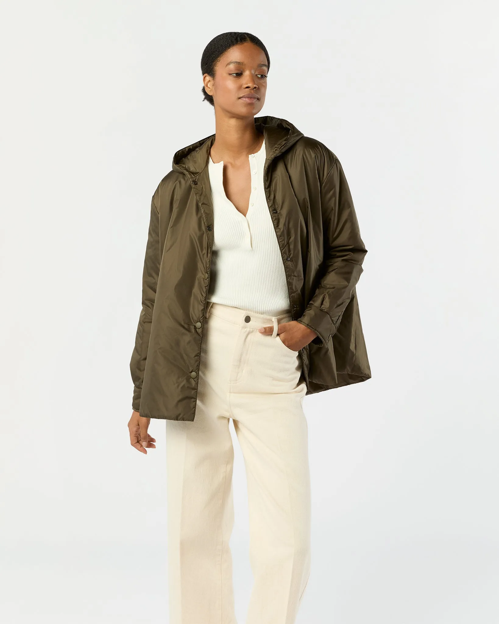 Beth Jacket in Military sold by Mashburn