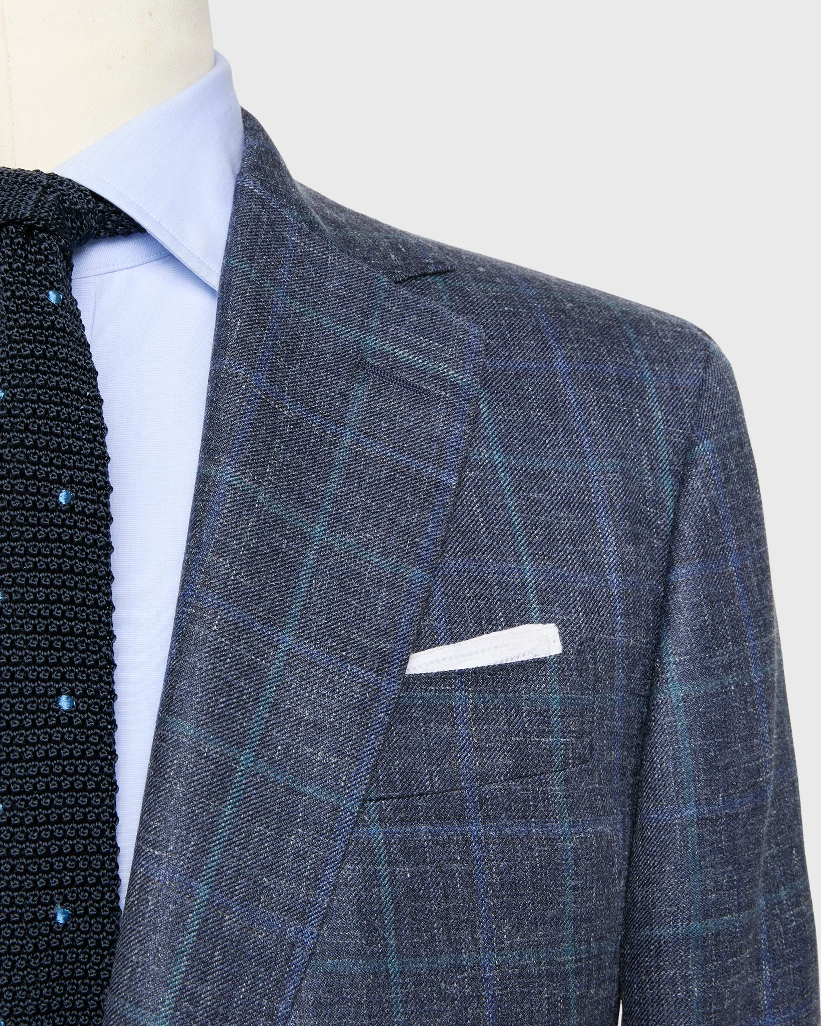 Virgil No. 2 Jacket in Navy/Blue/Aegean Windowpane Twill sold by Mashburn product image thumbnail 2