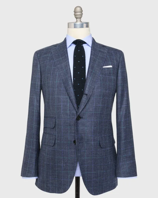 Virgil No. 2 Jacket in Navy/Blue/Aegean Windowpane Twill sold by Mashburn