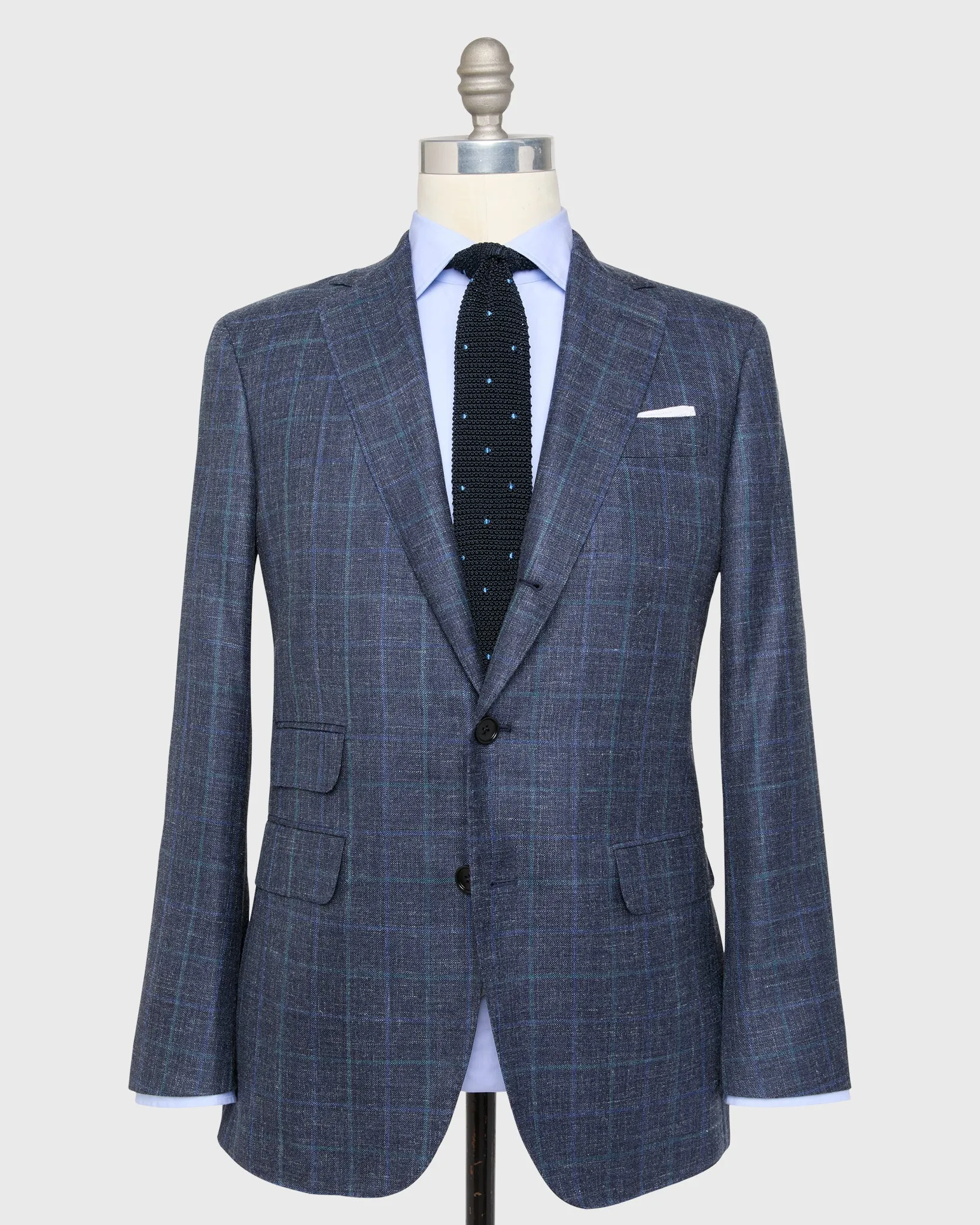 Virgil No. 2 Jacket in Navy/Blue/Aegean Windowpane Twill sold by Mashburn