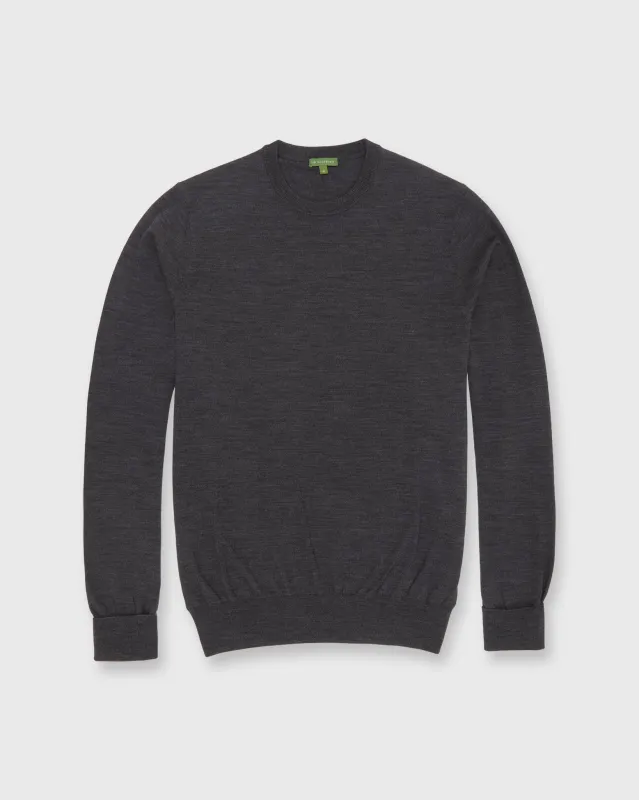 Fine-Gauge Crewneck Sweater in Heather Charcoal Escorial Wool sold by Mashburn
