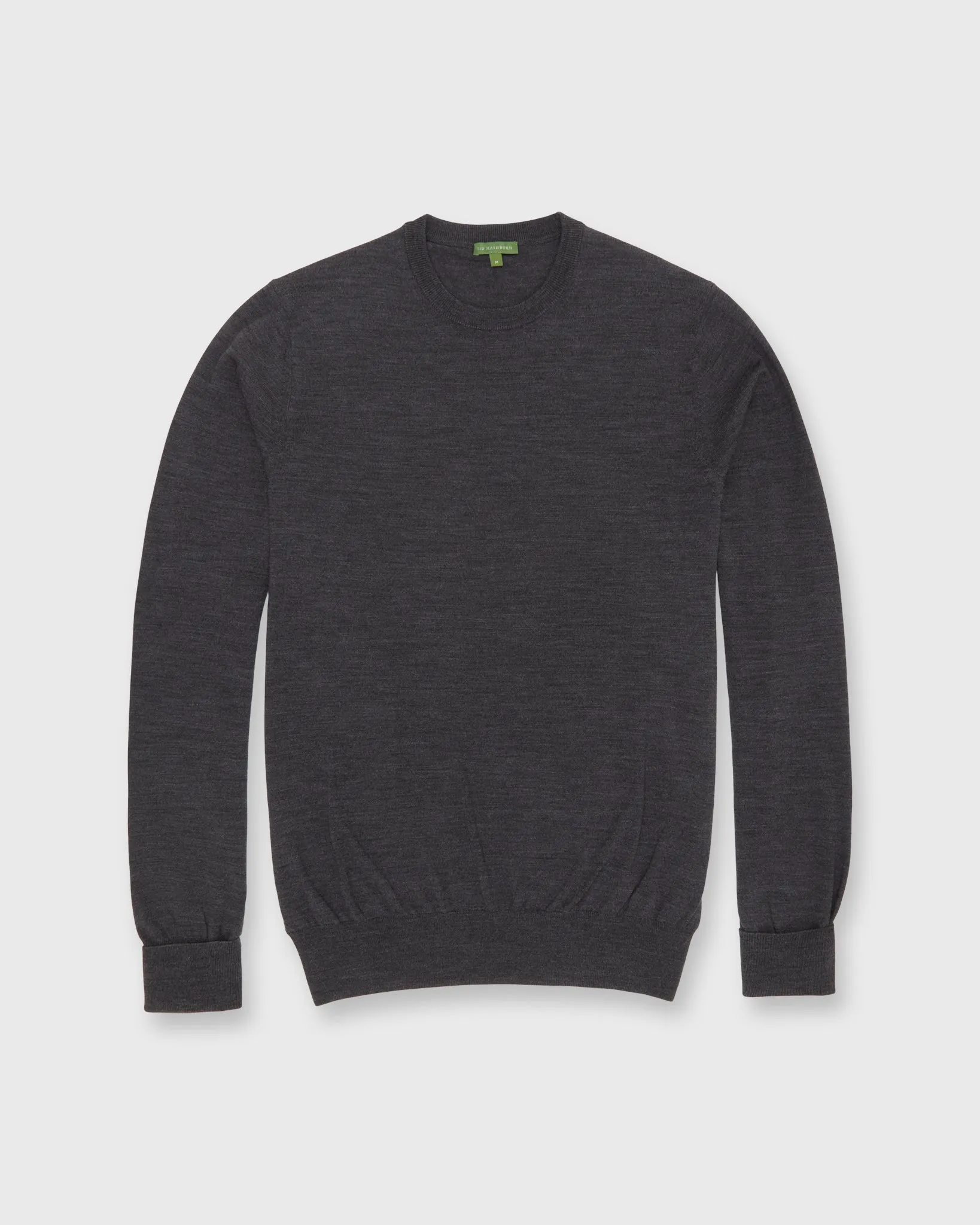 Fine-Gauge Crewneck Sweater in Heather Charcoal Escorial Wool sold by Mashburn