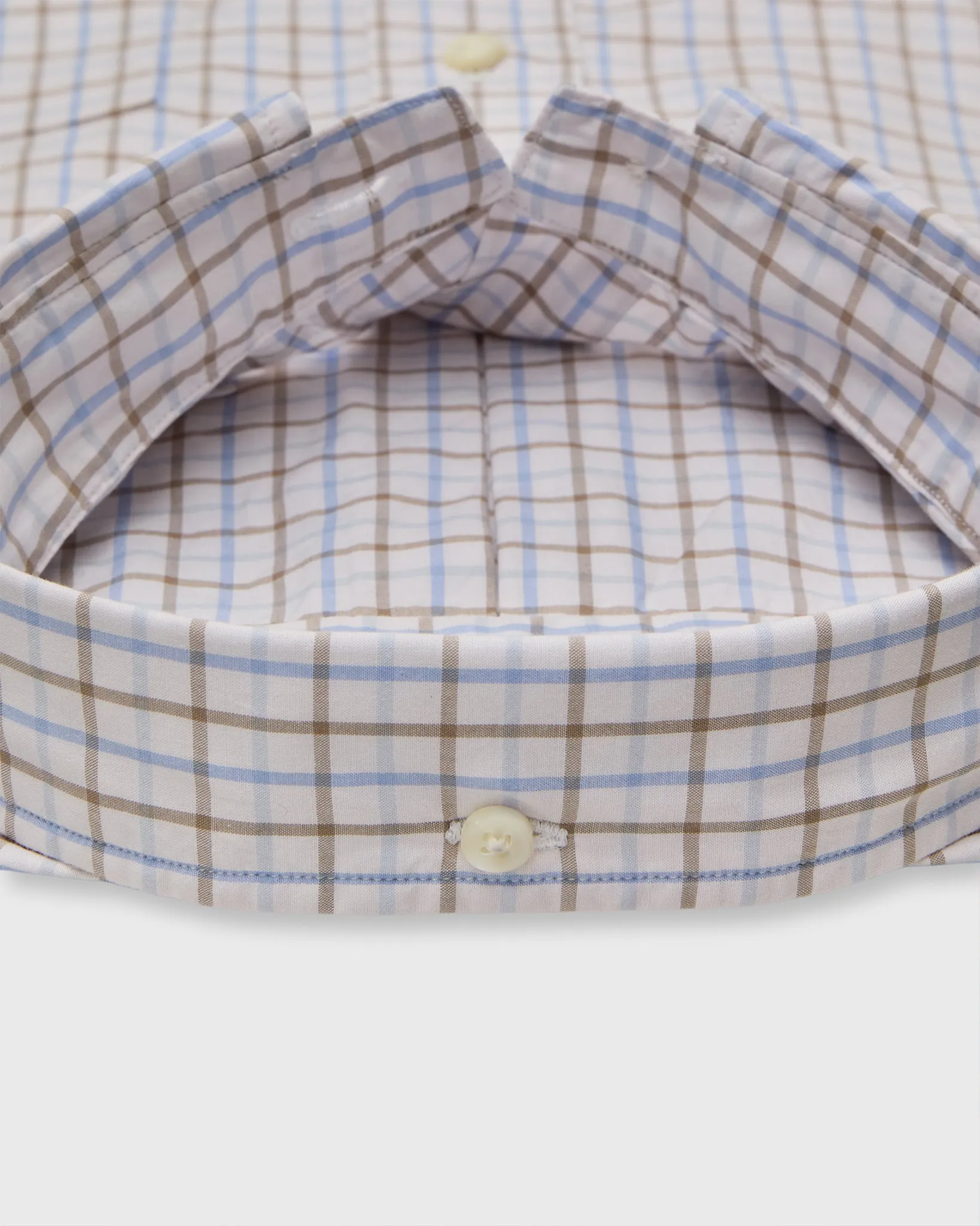 Button-Down Sport Shirt in Bone/Olive/Sky Tattersall Poplin sold by Mashburn product image thumbnail 3