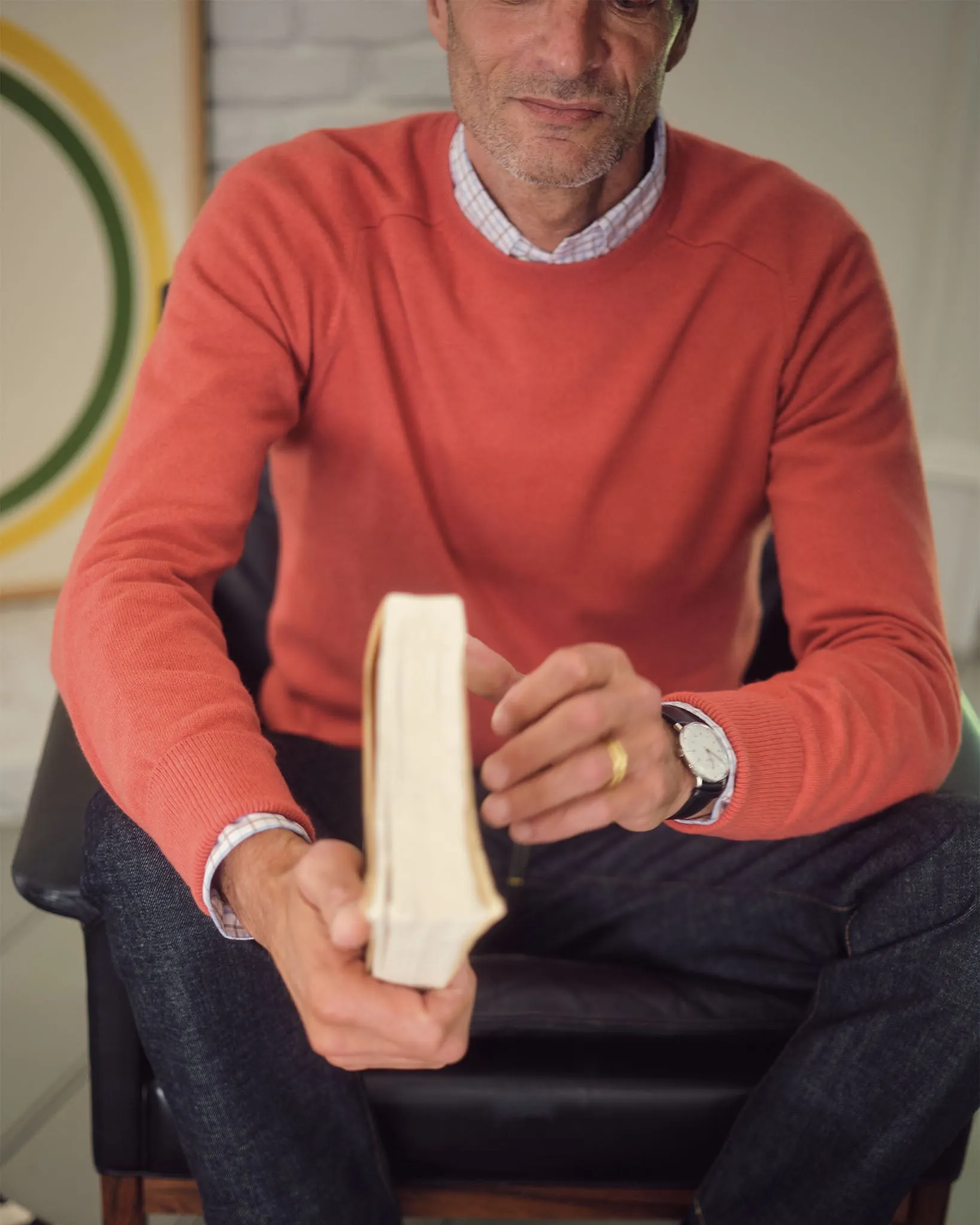 Button-Down Sport Shirt in Bone/Olive/Sky Tattersall Poplin sold by Mashburn product image thumbnail 4