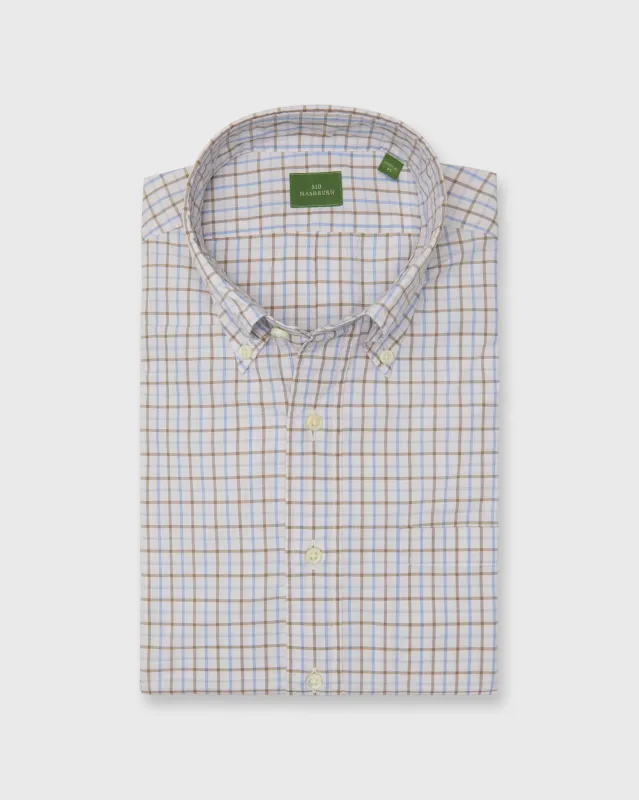 Button-Down Sport Shirt in Bone/Olive/Sky Tattersall Poplin sold by Mashburn