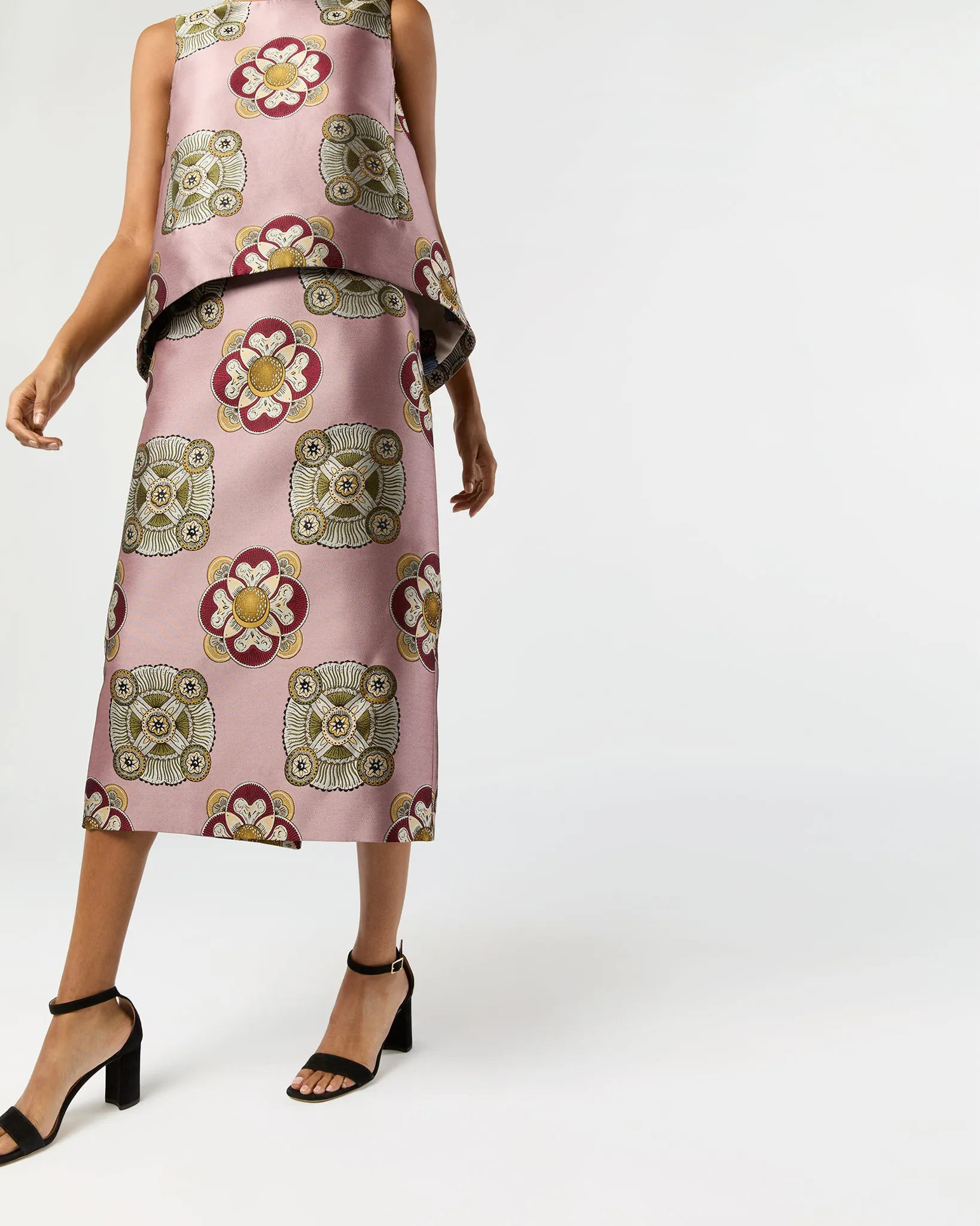 Pencil Skirt in Dusty Pink Nucleus Jacquard sold by Mashburn product image thumbnail 2